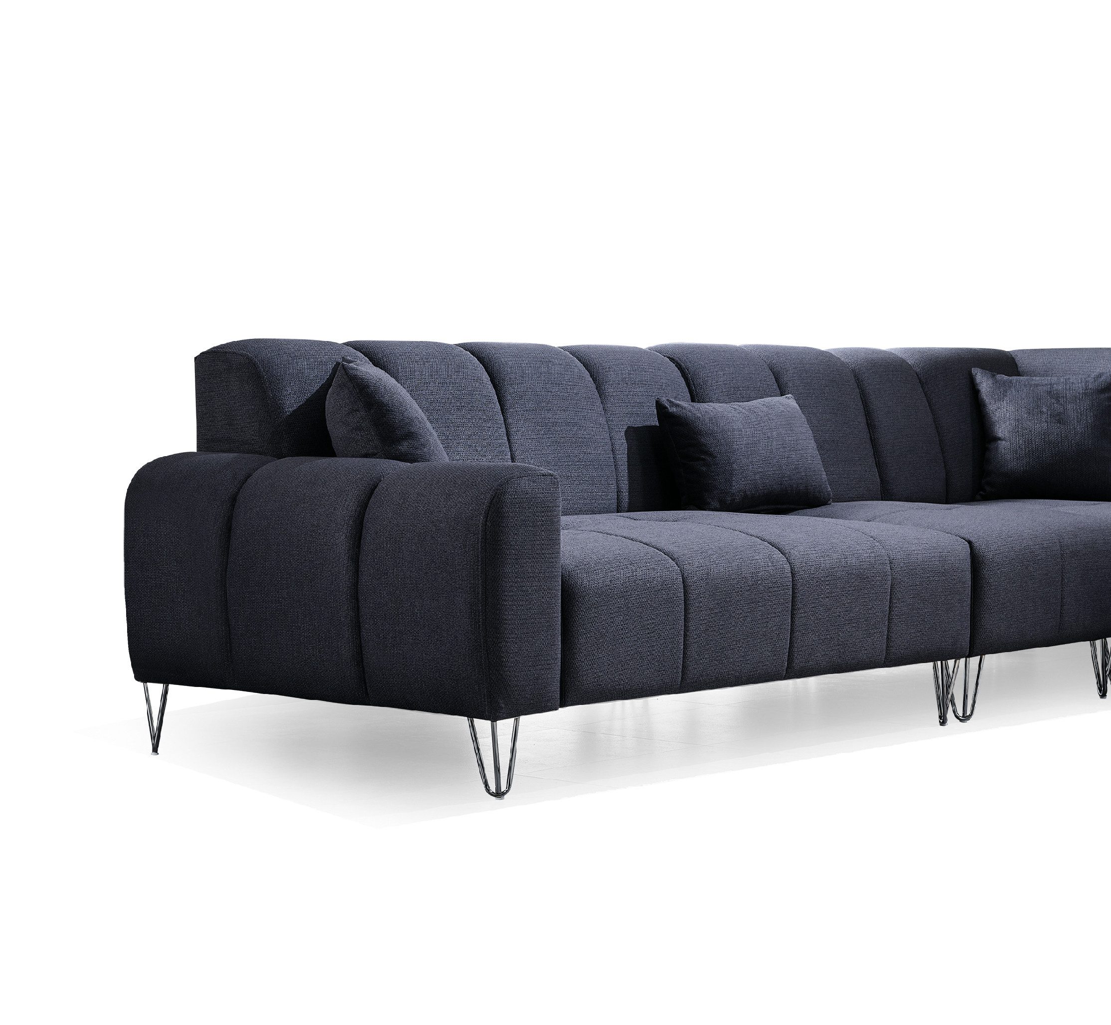 Nobelaa Ecksofa Ecksofa "Wasserrose" Ottomane rechts + Hocker