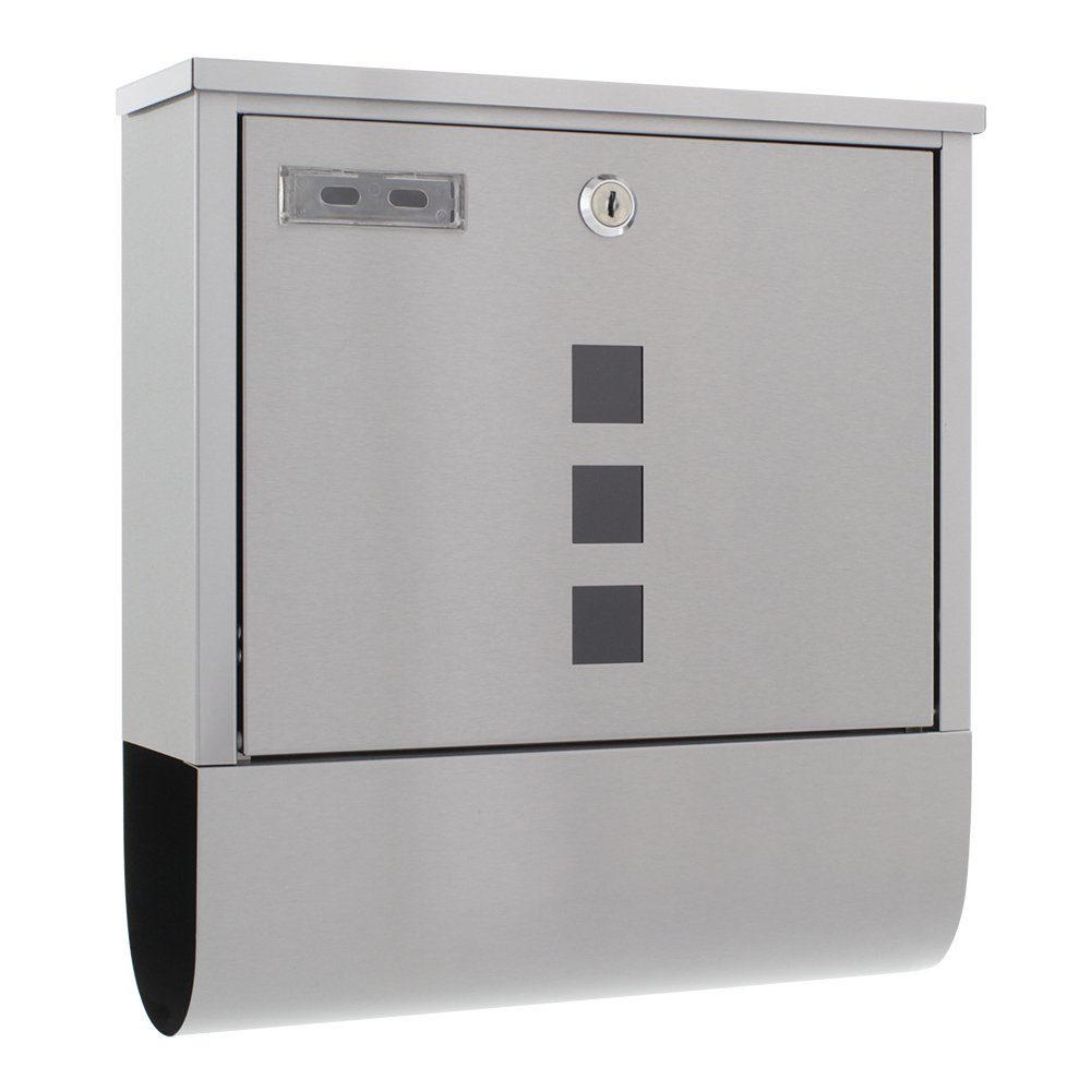 Profirst Wandbriefkasten Mail PM 750 Briefkasten Edelstahl, Zeitungsbox