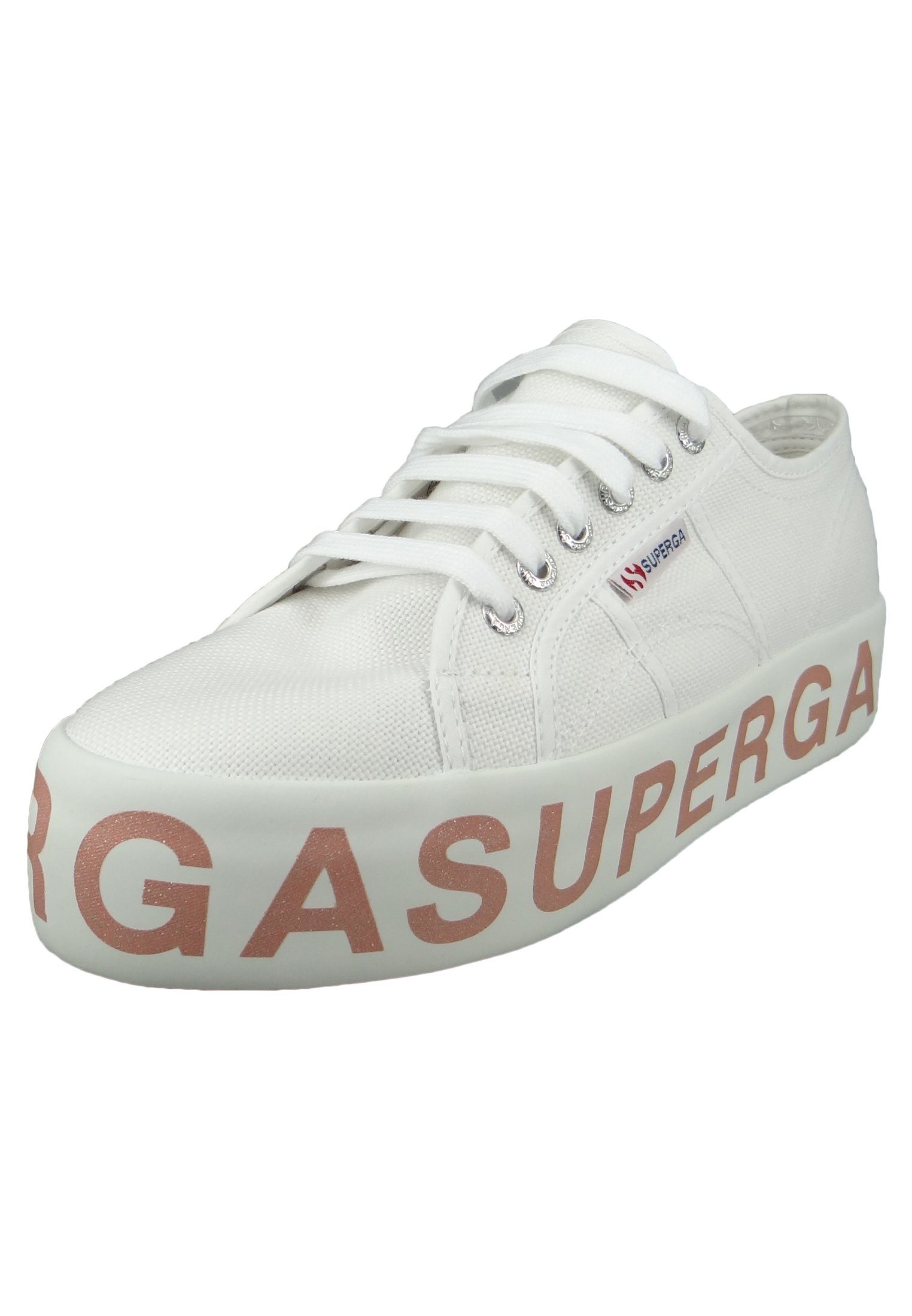 Schuhe Alle Sneaker Superga S111TRW 2790 COTW Glitterlettering A01 white bronze Sneaker
