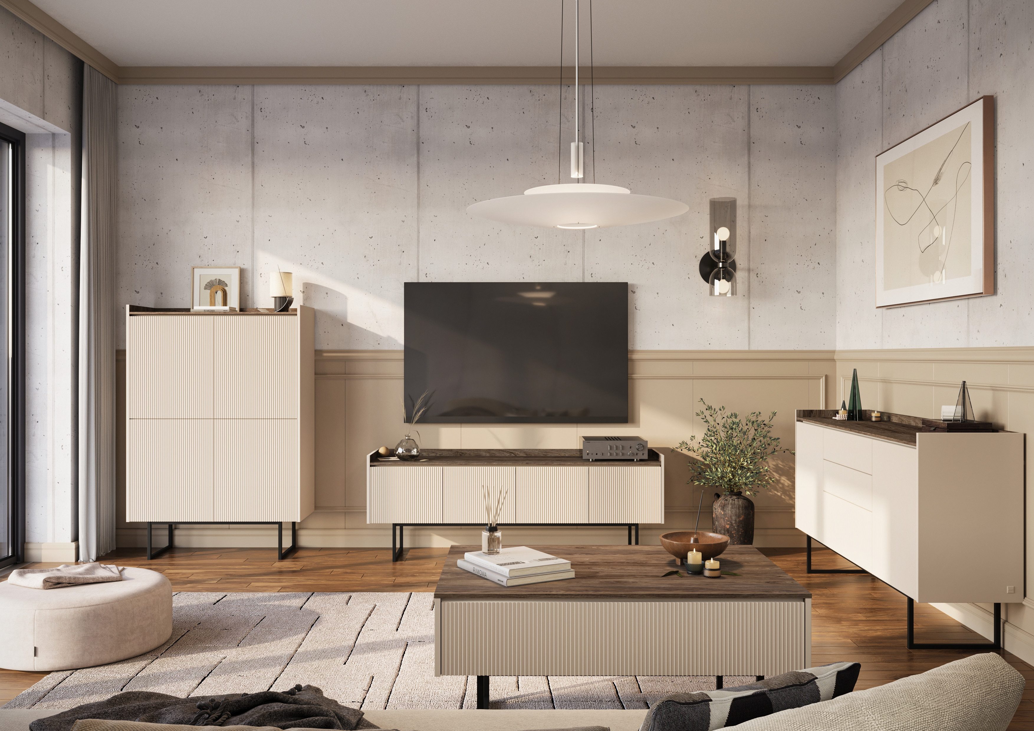 yourhouse24 Kommode LAGO LG-03 mit Beleuchtung Beige