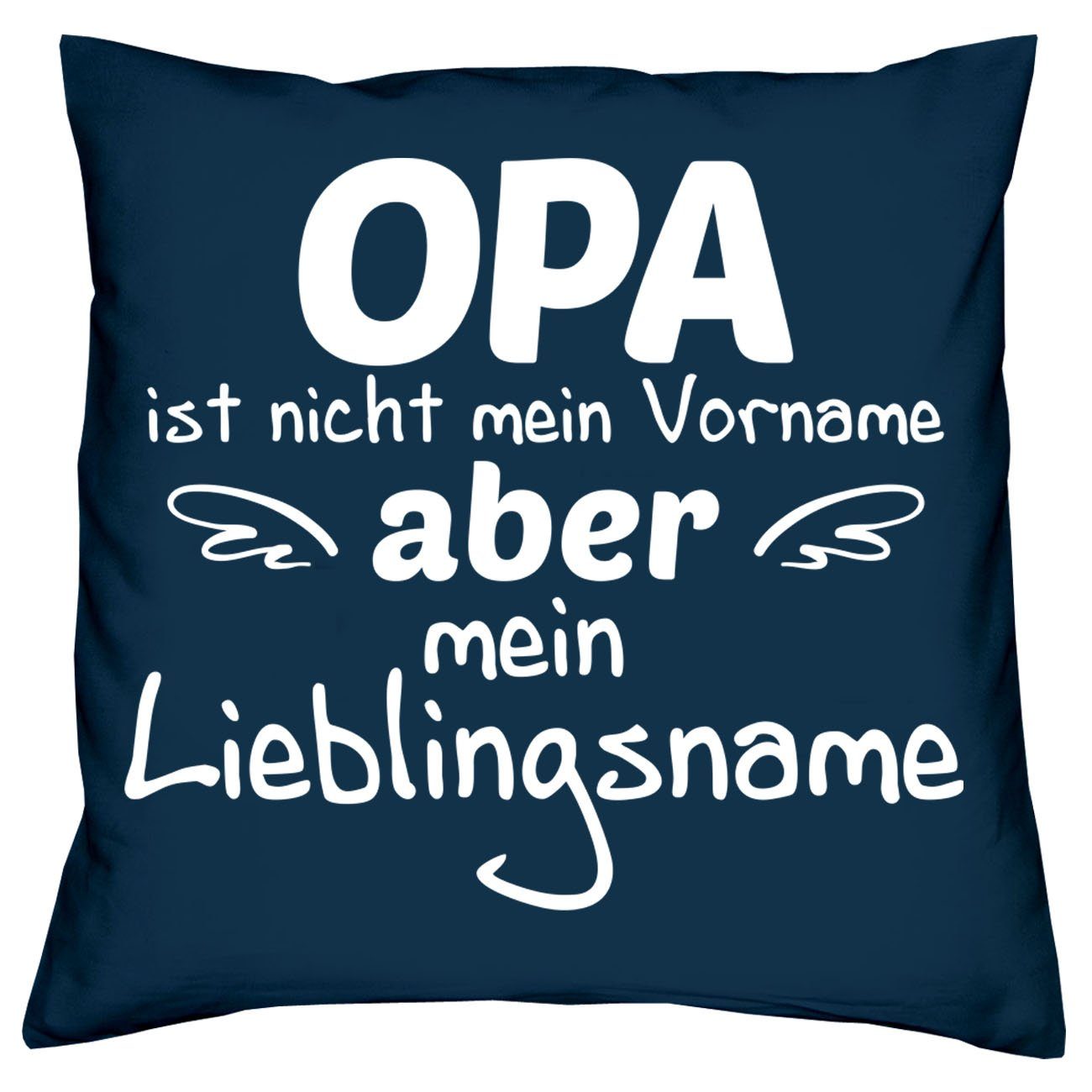 Soreso® Dekokissen Kissen Opa Lieblingsname & Urkunde für den Weltbesten Opa, Vatertagsgeschenk Opa Großvater navy-blau | Dekokissen