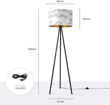 Paco Home Stehlampe Trina Kraft, ohne Leuchtmittel, Standleuchte Schlafzimmer E27 Marmor Stein Design Grau Weiß