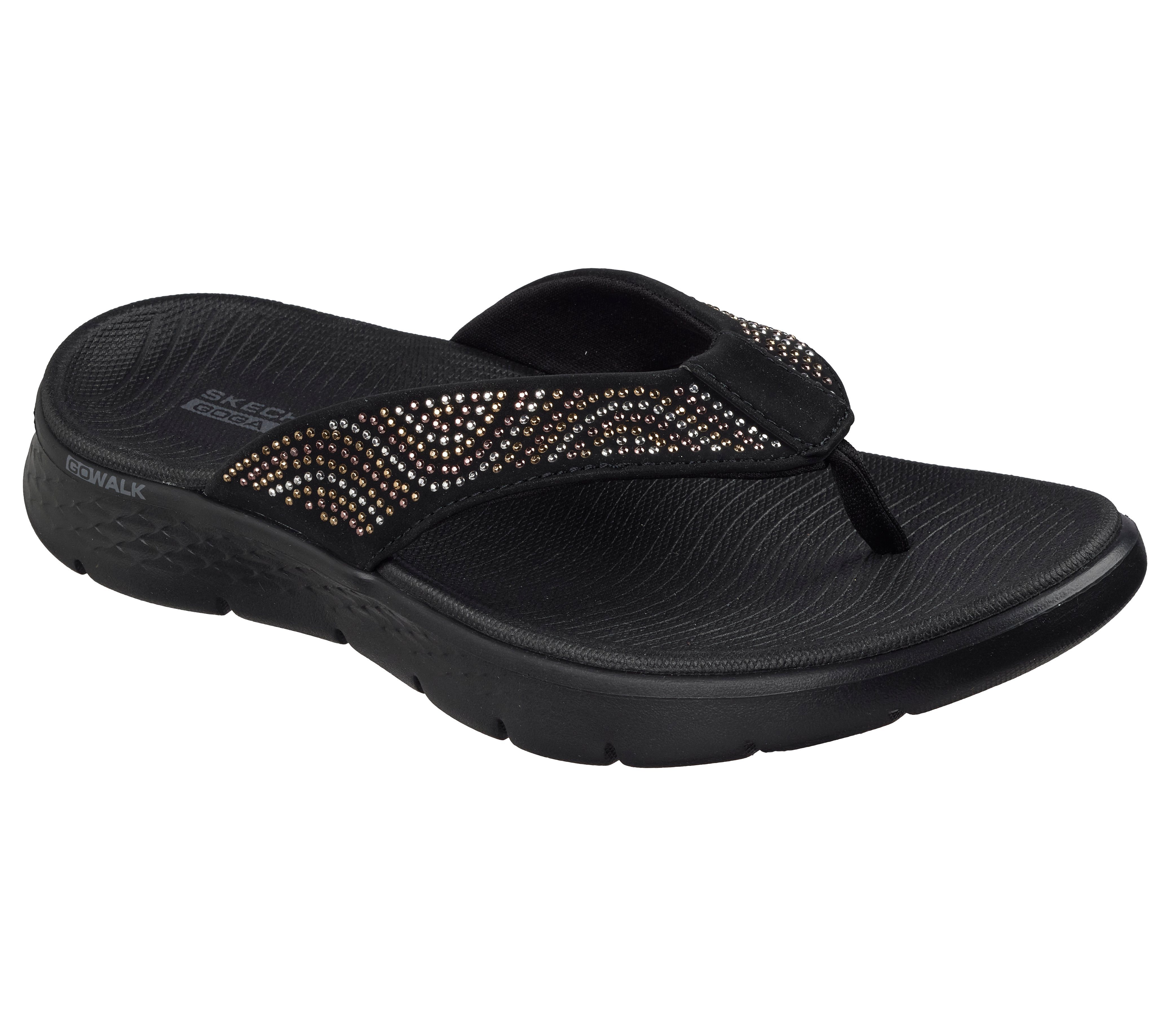 Skechers GO WALK FLEX SANDAL Zehentrenner Sommerschuh, Badeschuh, Strandschuh mit Nietenverzierung