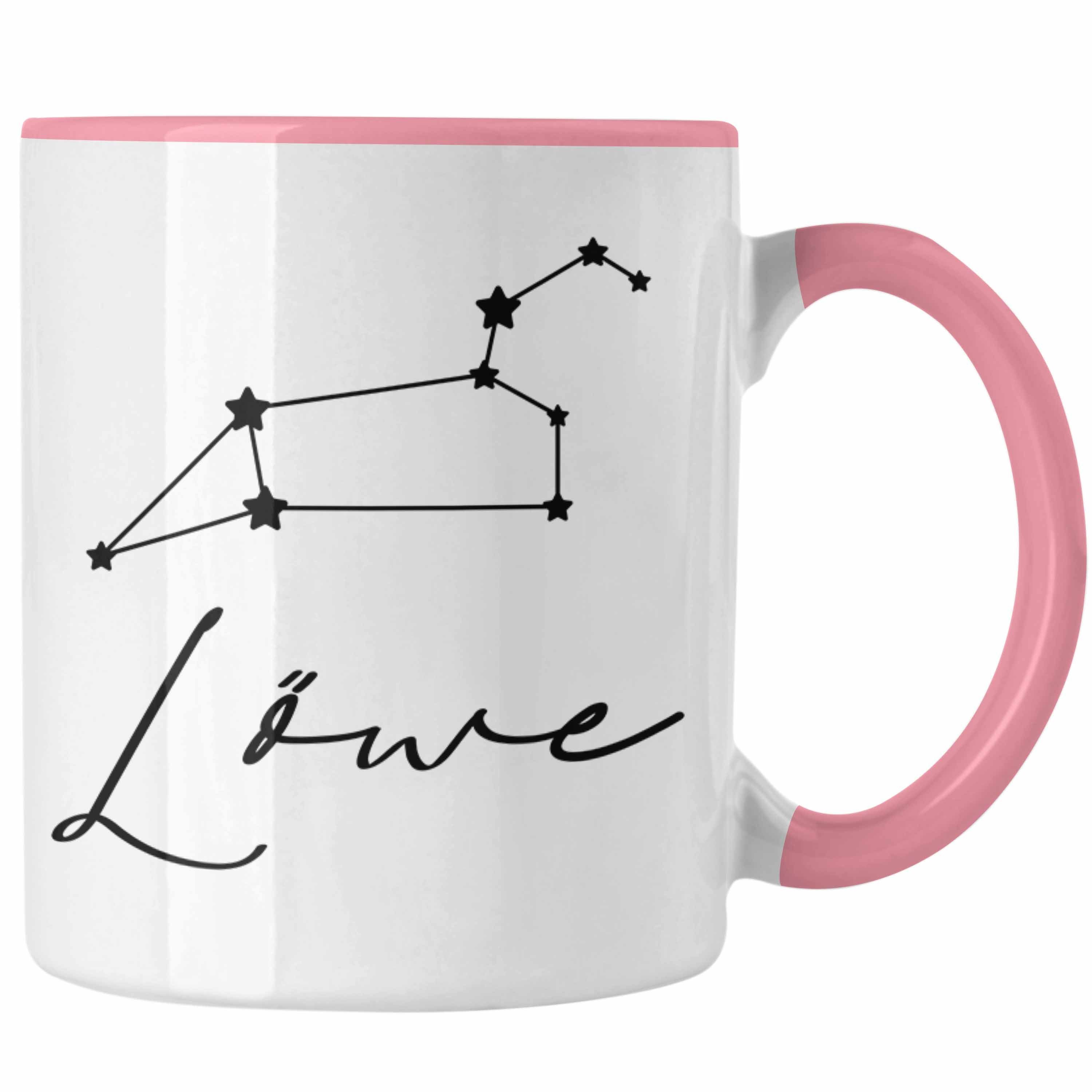 Trendation Tasse Trendation - Löwe Sternzeichen Tasse Geschenk Horoskop Tierkreiszeichen Rosa