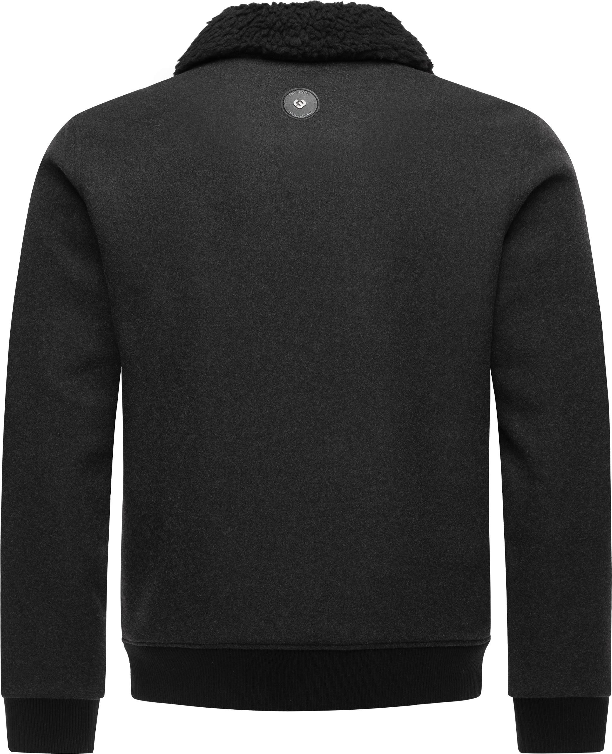 Ragwear Outdoorjacke Sivval Felt lässige Herren Jacke in Woll-Optik mit Teddyplüsch-Kragen