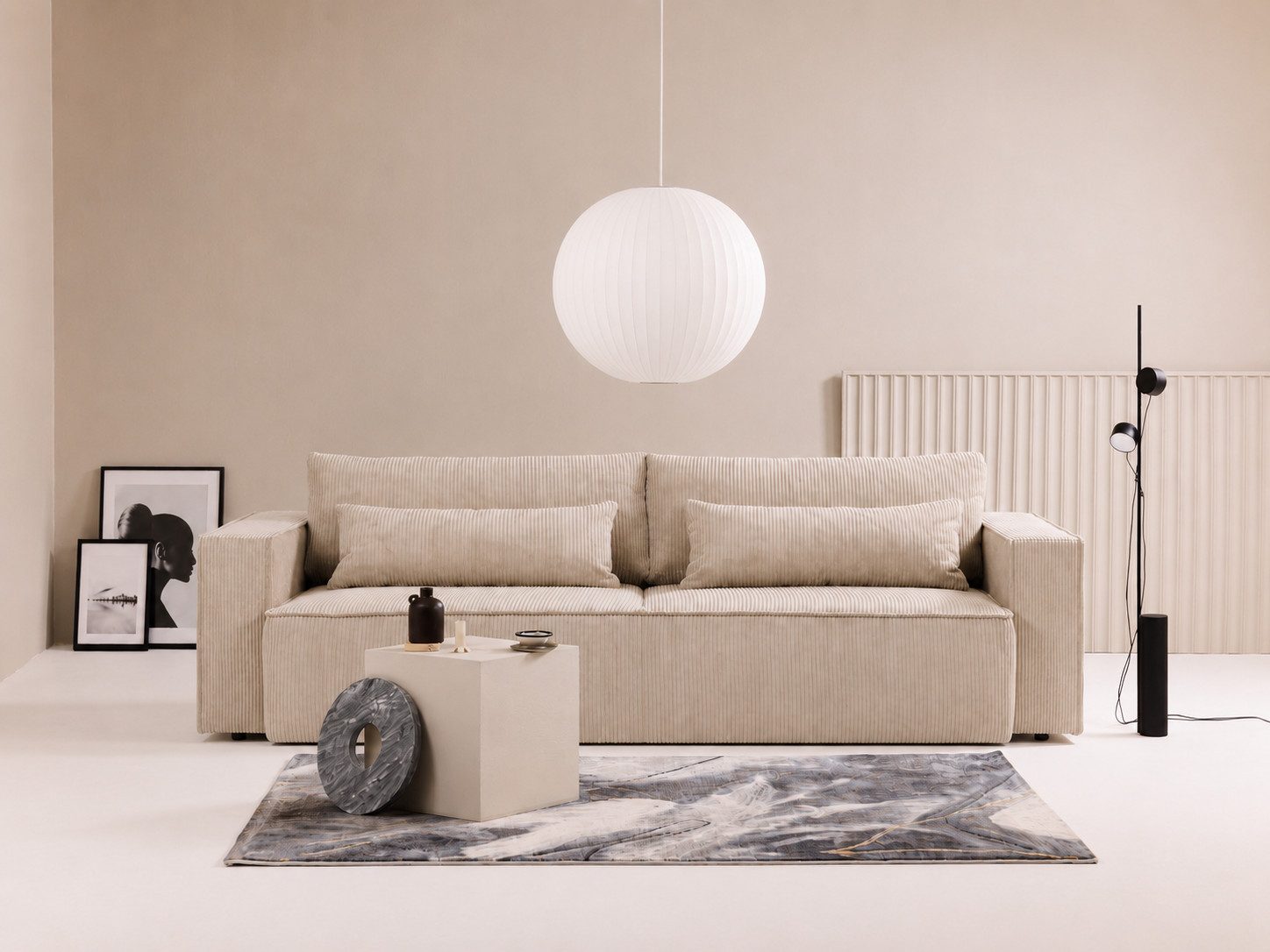 OTTO home 4-Sitzer Tillian, Schlafsofa, Schlafcouch, Breite 274 cm, Breitkord, Sitzfläche mit Taschenfederkern