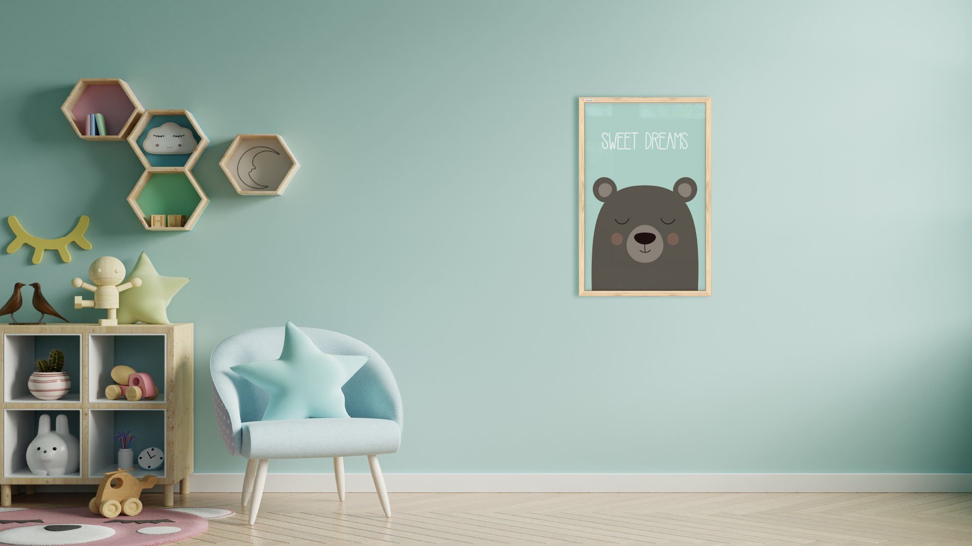 ALLboards Magnettafel Whiteboard Schreibtafel Bild für Kinder, 60x40cm im Naturholzrahmen