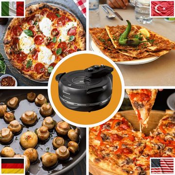 Sommertal Pizzaofen Sommertal PizzaProfi XXL Pizzaofen, 39cm Pizzastein, mit Pfanneneinsatz, 2x Pizzaschieber, Pizzaschneider, Steinplatte