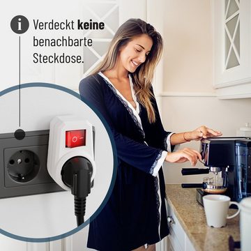 greate. 1fach Steckdosenadapter mit Schalter - Zwischenschalter ohne Kabel Mehrfachsteckdose 1-fach (Mit Schalter, Erhöhter Berührungsschutz)