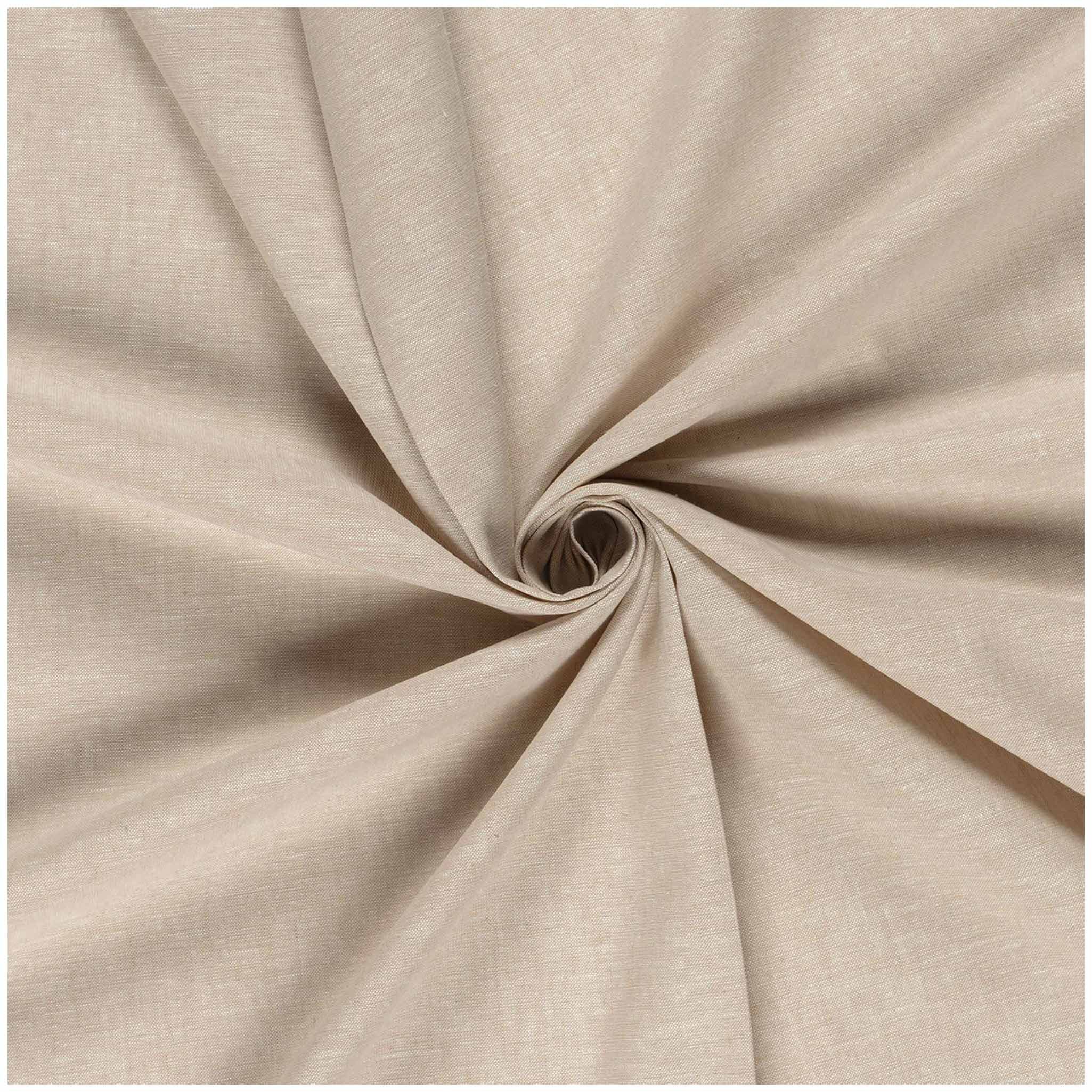 maDDma Stoff Halbleinen Stoff Meterware Chambré Leinen Baumwolle Webware unifarben, beige