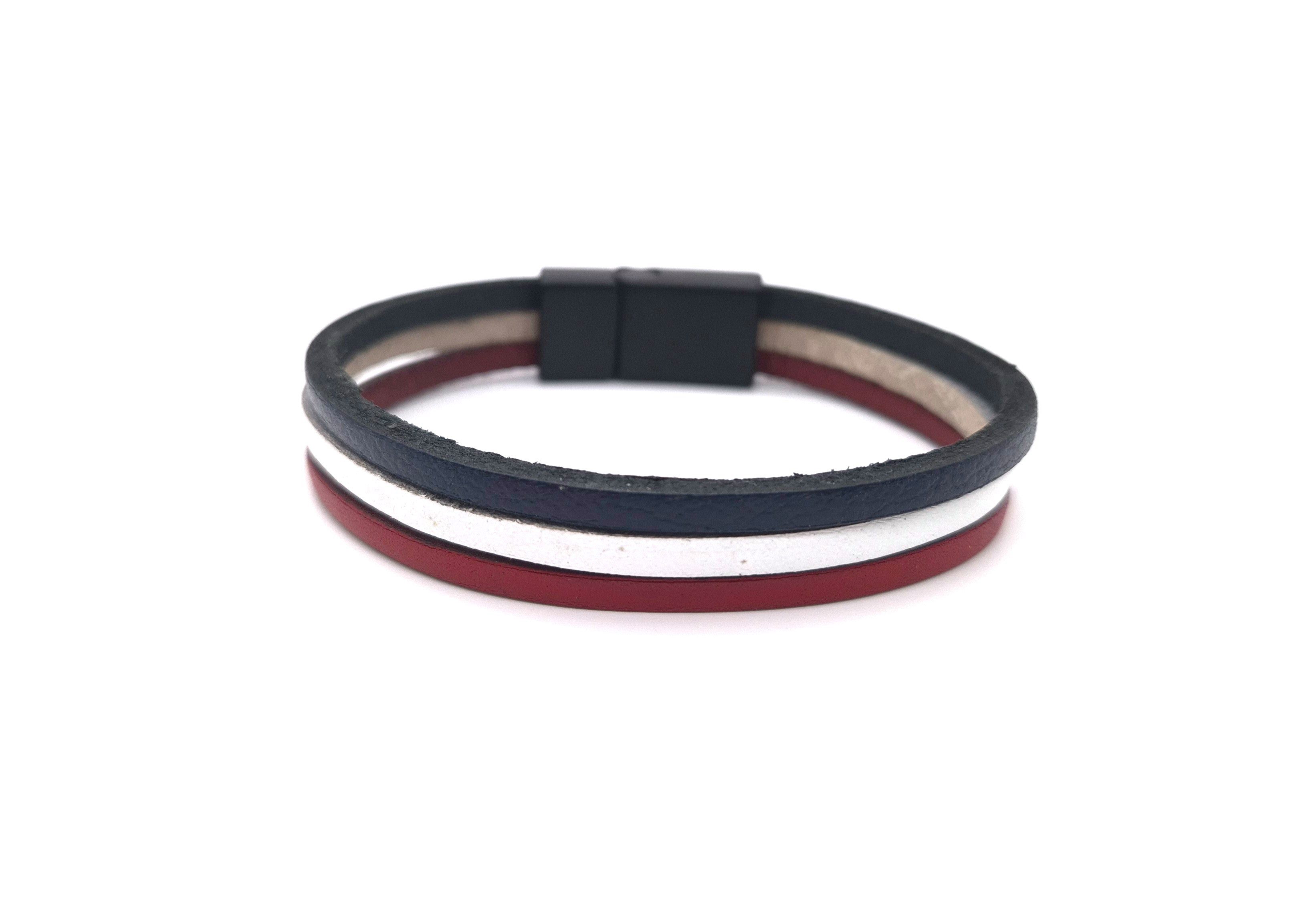Lederarmband elegantes Leder Armband blau geflochten