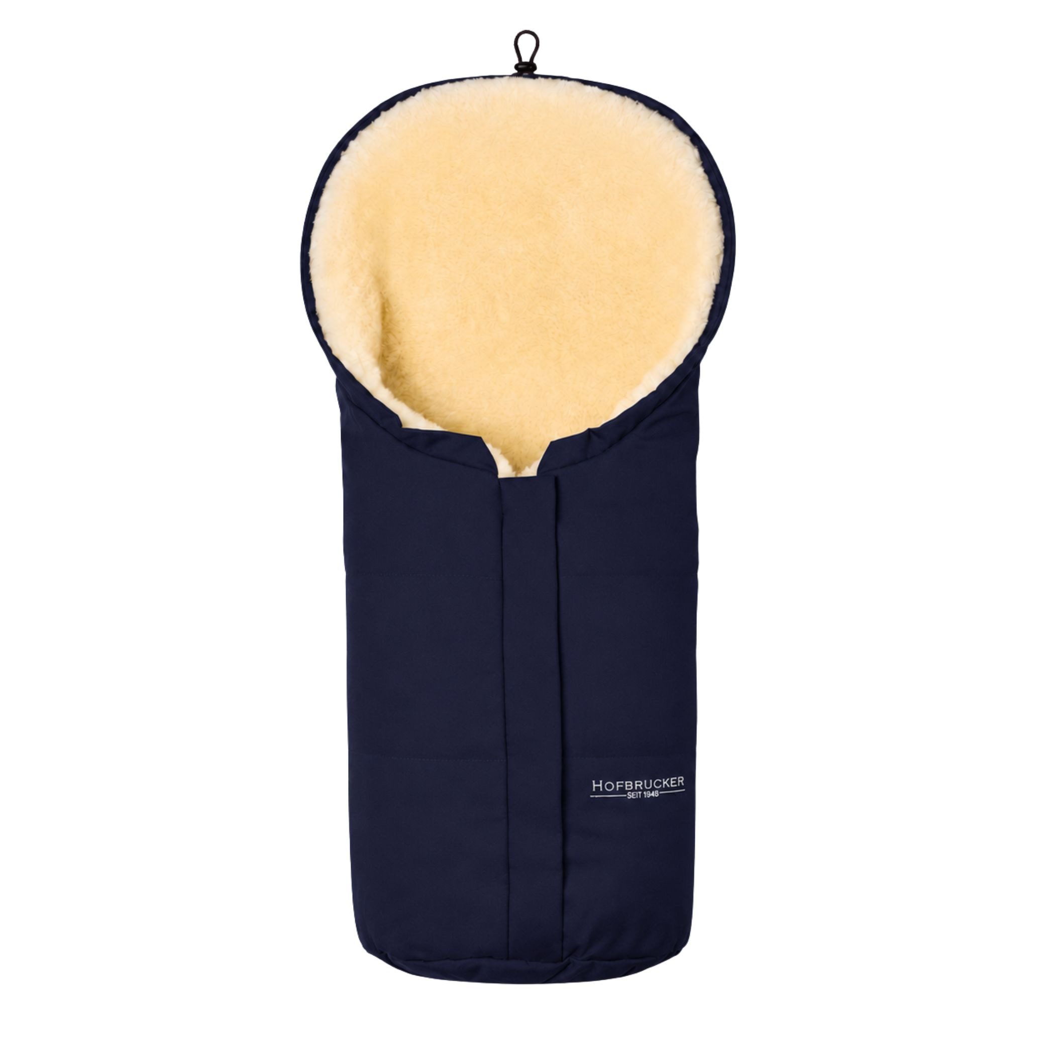 Hofbrucker seit 1948 Fußsack Lammfell-Fußsack Eskimo für Babyschale, Kinderwagen und Buggy, warmer Winterfußsack mit echtem Lammfell wasserabweisend mit mittigem