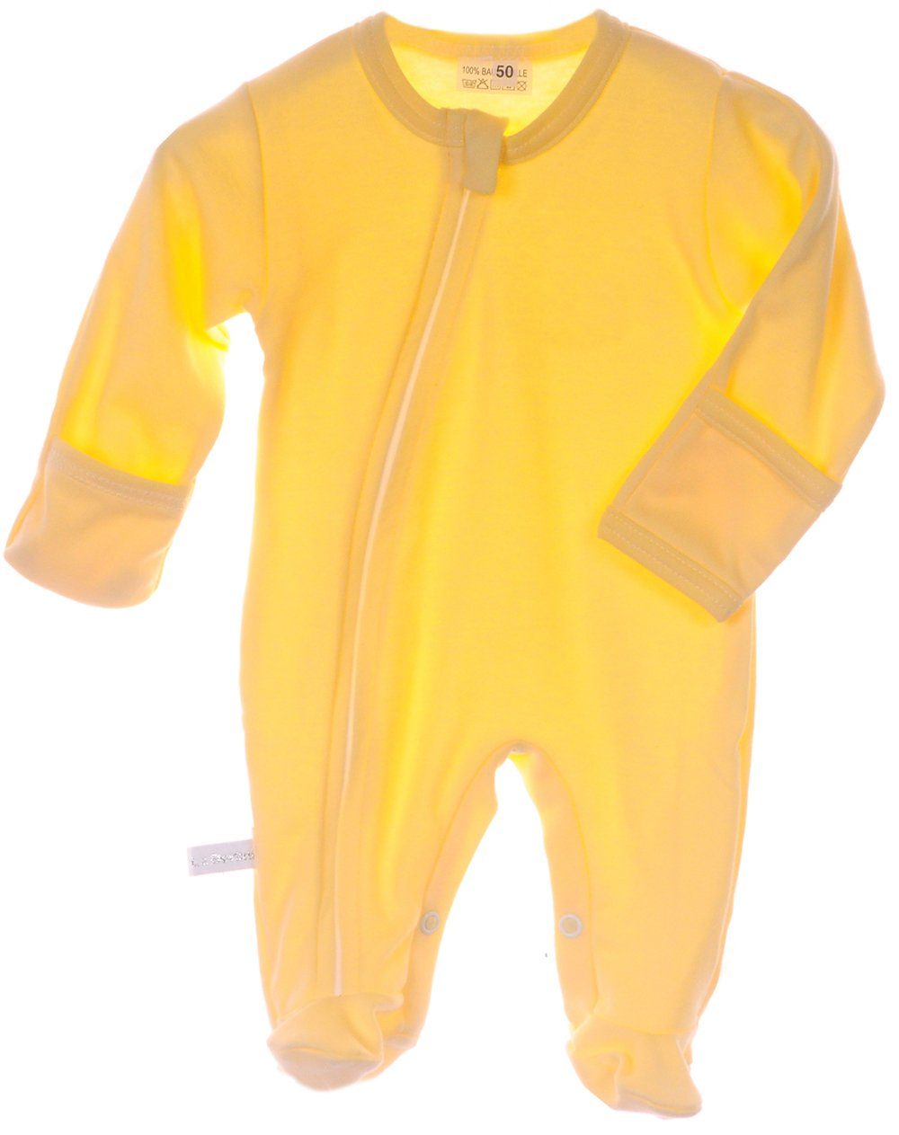 Strampler Overall Baby Schlafanzug in Gelb mit Kratzschutz