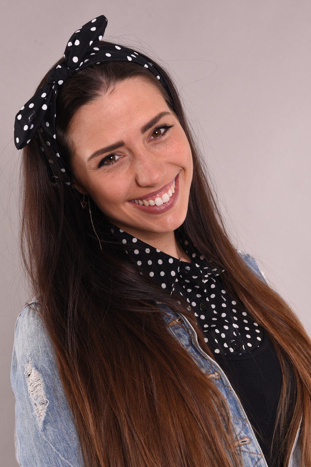 styleBREAKER Haarband, 1-tlg., Haarband mit Punkte Muster und Schleife