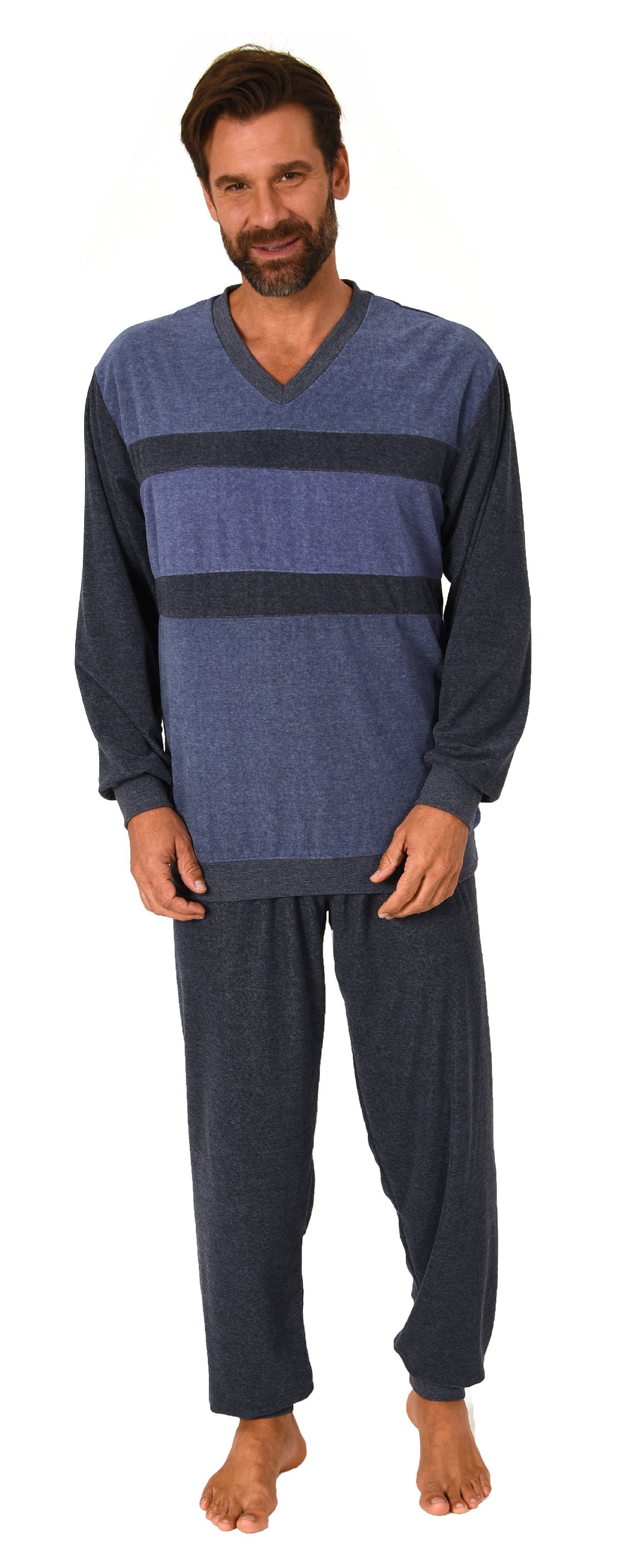 Normann Pyjama Herren Frottee langarm Schlafanzug günstig online kaufen