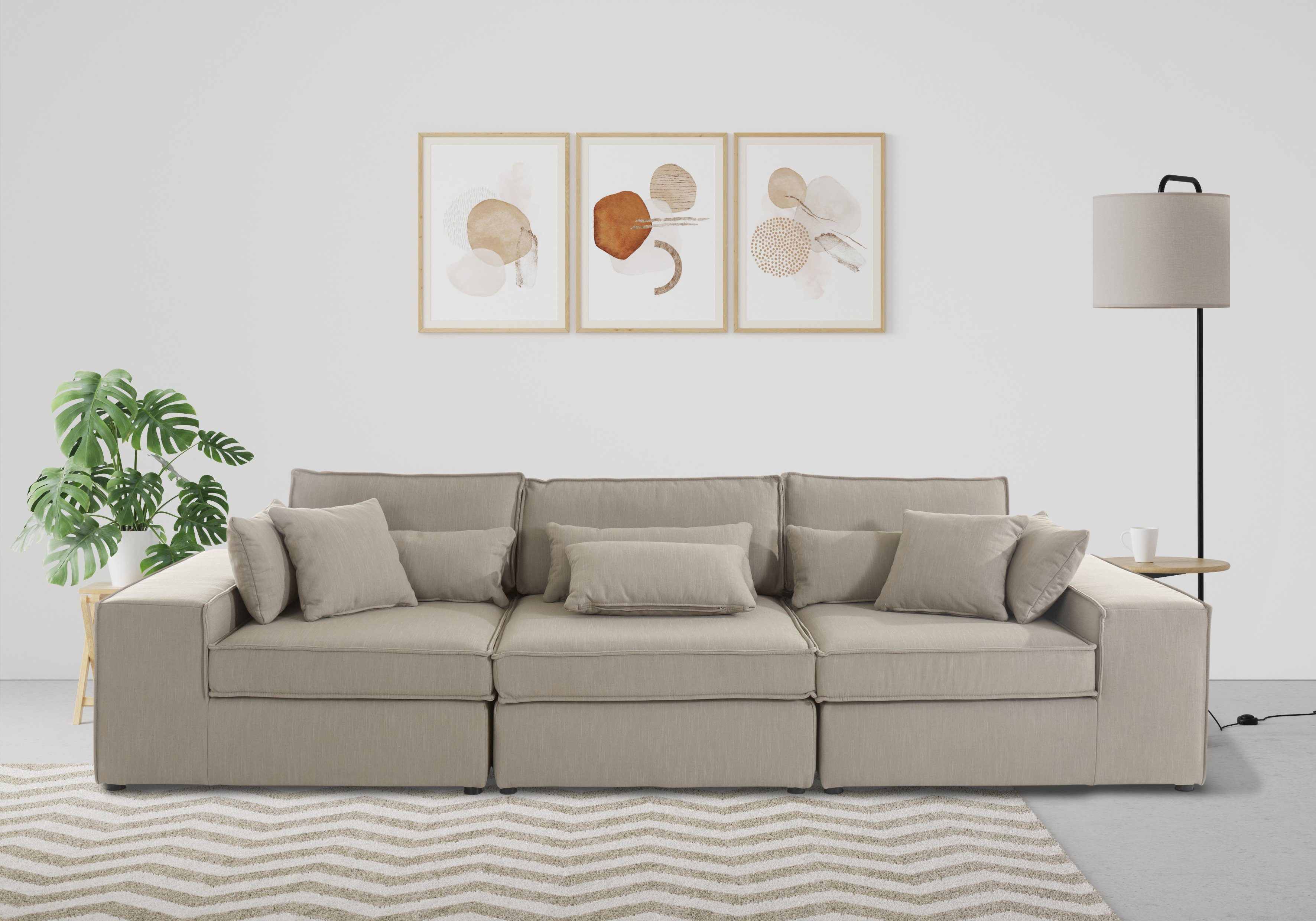 OTTO home 3-Sitzer Florid, 3 Teile, bestehend aus Modulen, viele Bezugsqualitäten, auch in Cord