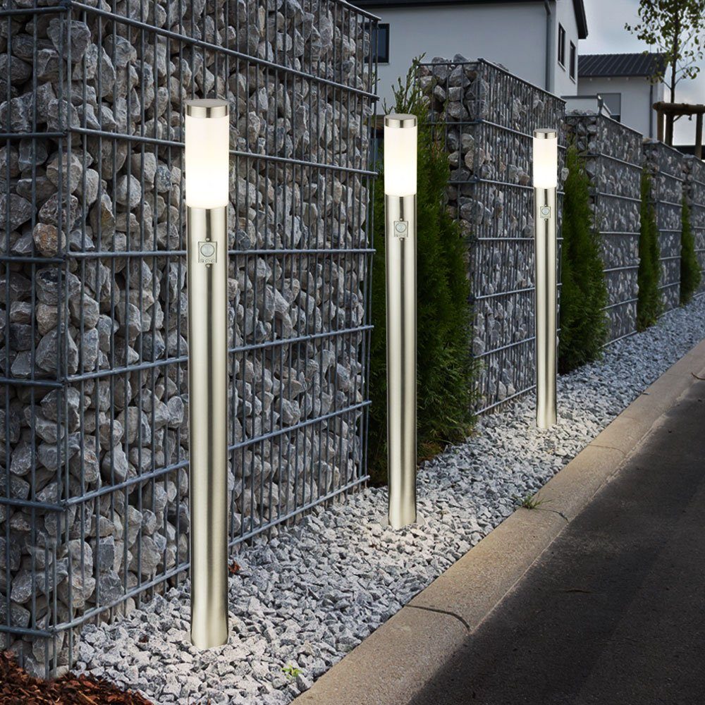etc-shop Säulen Steh Warmweiß, Lampe Bewegungsmelder Garten inklusive, Einfahrt Beleuchtung Außen-Stehlampe, LED Außen Leuchtmittel