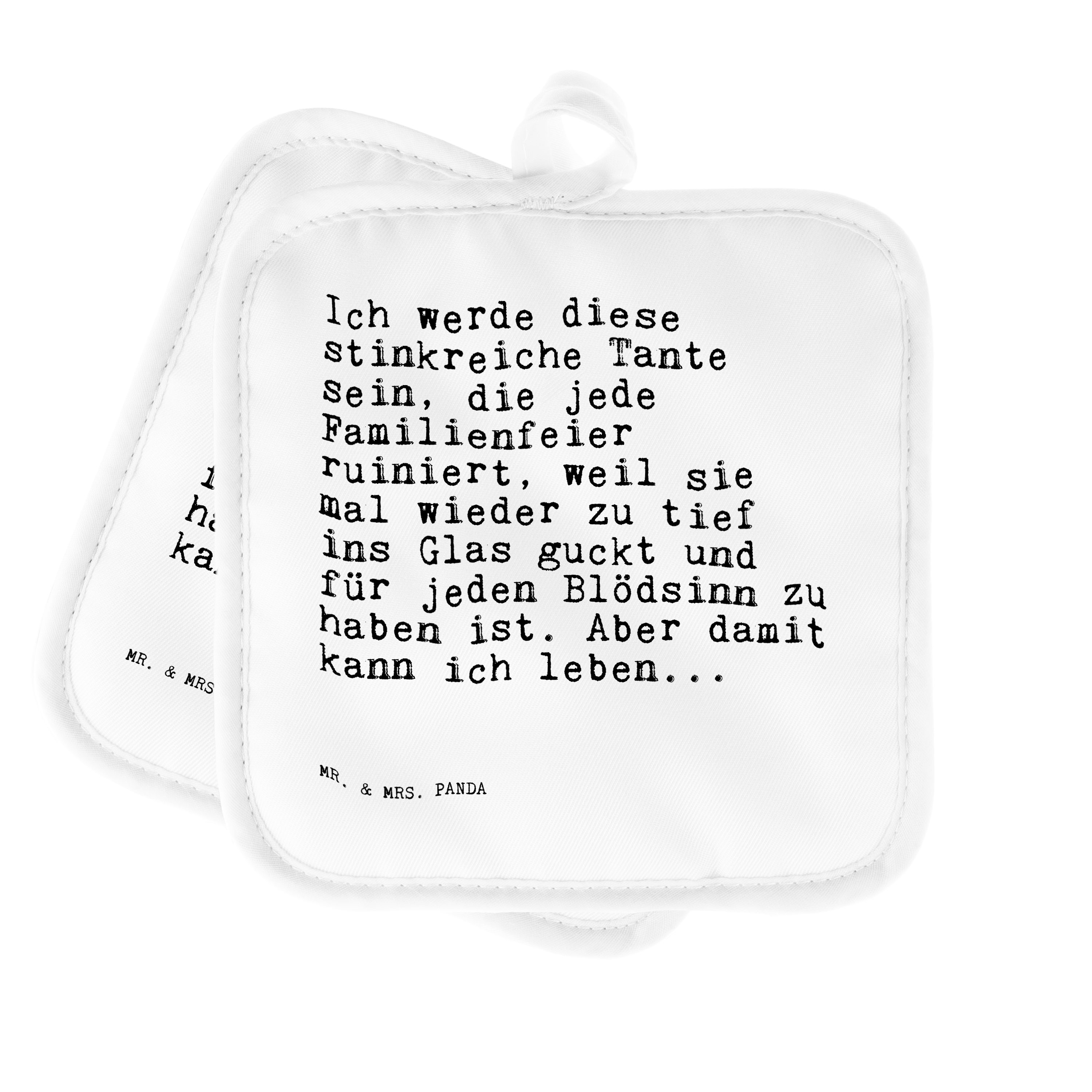 Mrs. Geschenk, Topflappen Weiß Spruch, Mr. - Panda Ich lustiger We, werde & (1-tlg) stinkreiche... diese -