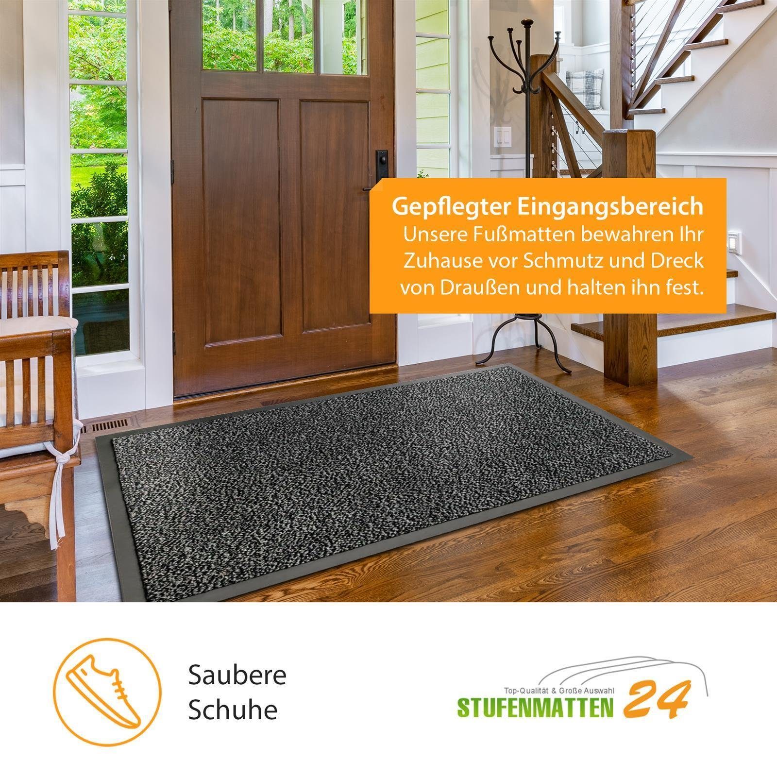 Metzker® Fußmatte Sauberlaufmatte hellgrau-schwarz meliert 60 x 90 cm, rech günstig online kaufen