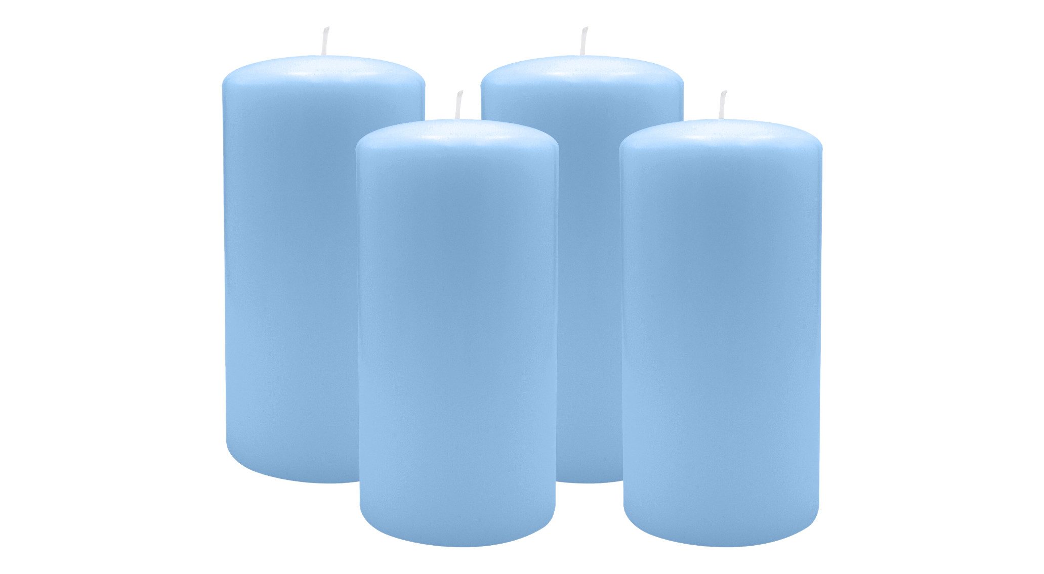 Kopschitz Kerzen Stumpenkerze 4er Set Stumpenkerzen/Adventskranzkerzen Hellblau Ø 80 x 150 mm