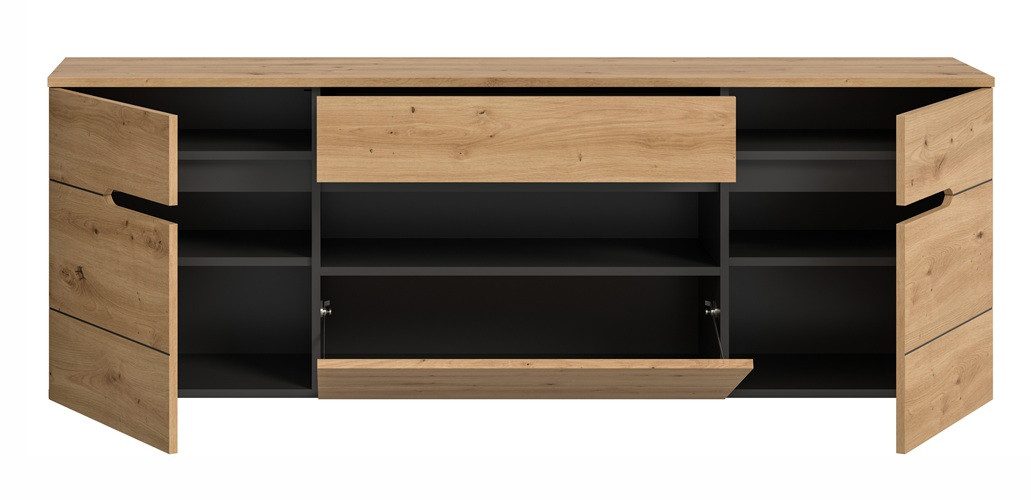 xonox.home Kleiderschrank Garderobenschrank Canu hängend, Basalt grau / Artisan Eiche hängend