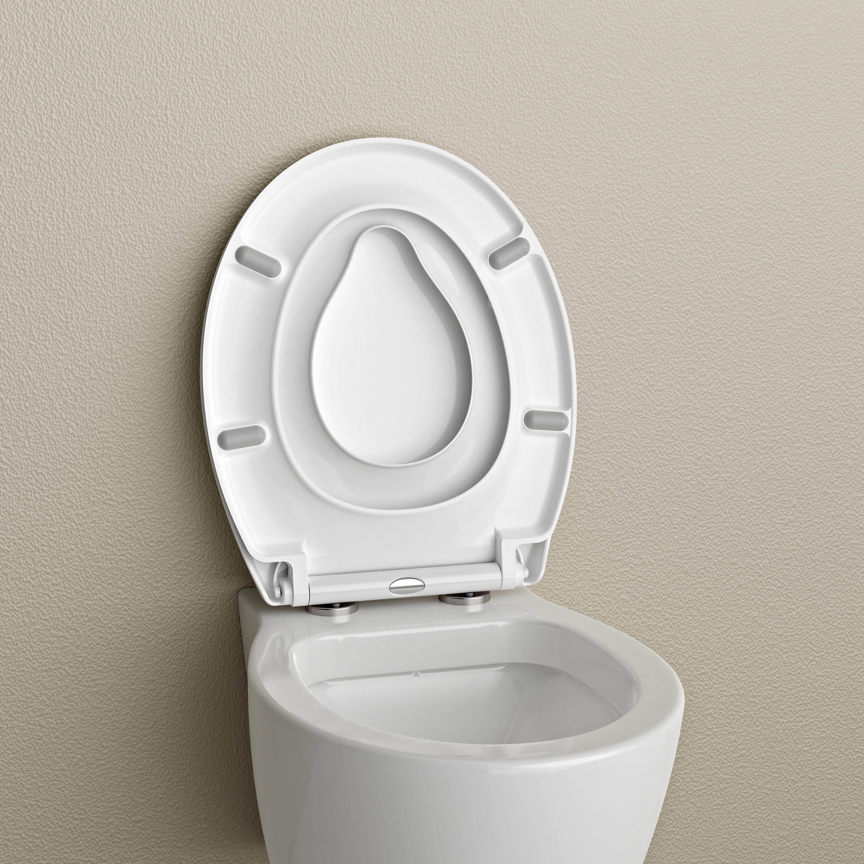Familien WC Sitz Familien-WC-Sitz Oval Mit Integriertem Kindersitz & Soft-Close – Weiß, Duroplast, Für Bad Und Kinder