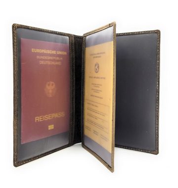 JOCKEY CLUB Brieftasche Quattro Dokumenten Mappe, echt Leder, für Reisepass, Jagdschein, Waffenschein, Angelschein o.ä. vintage grau