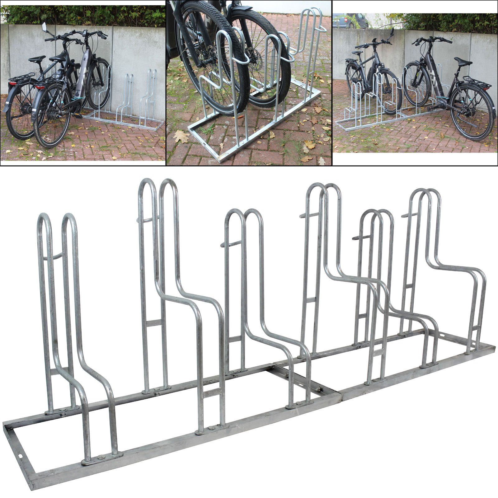 Fahrradständer Fahrradständer für 6 Fahrräder höhenversetzt 210 x 75,5 cm Stahl