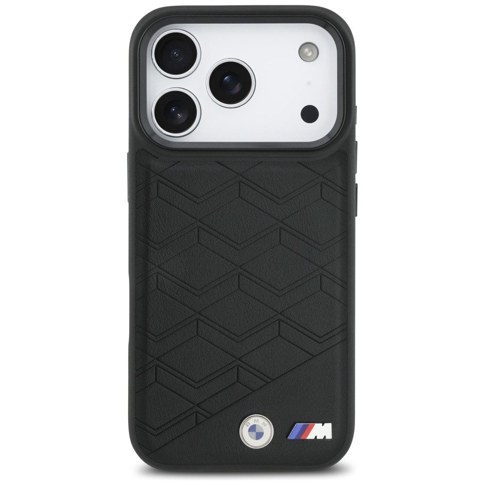 BMW Handyhülle MagSafe iPhone 17 Pro Kunstleder schwarz M Logo Metall 6,3 Zoll, Kantenschutz