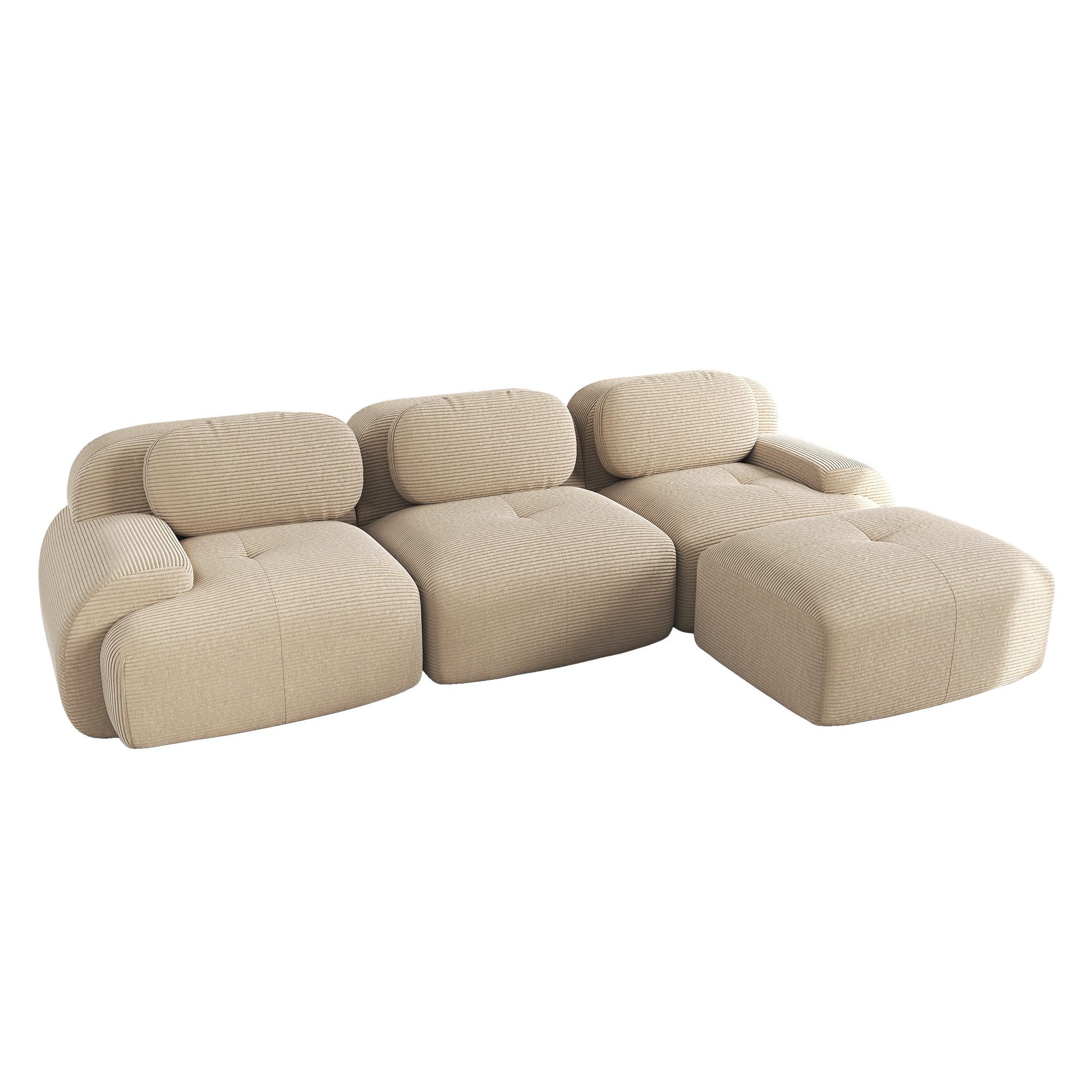 BlingBin Sofa Sofa aus Cordstoff, modular kombinierbar Polstersofa, Ecksofa 298 x 178 x 70 cm 1 Teile, 32D hochelastische Polsterung für Wohnzimmer und Schlafzimmer