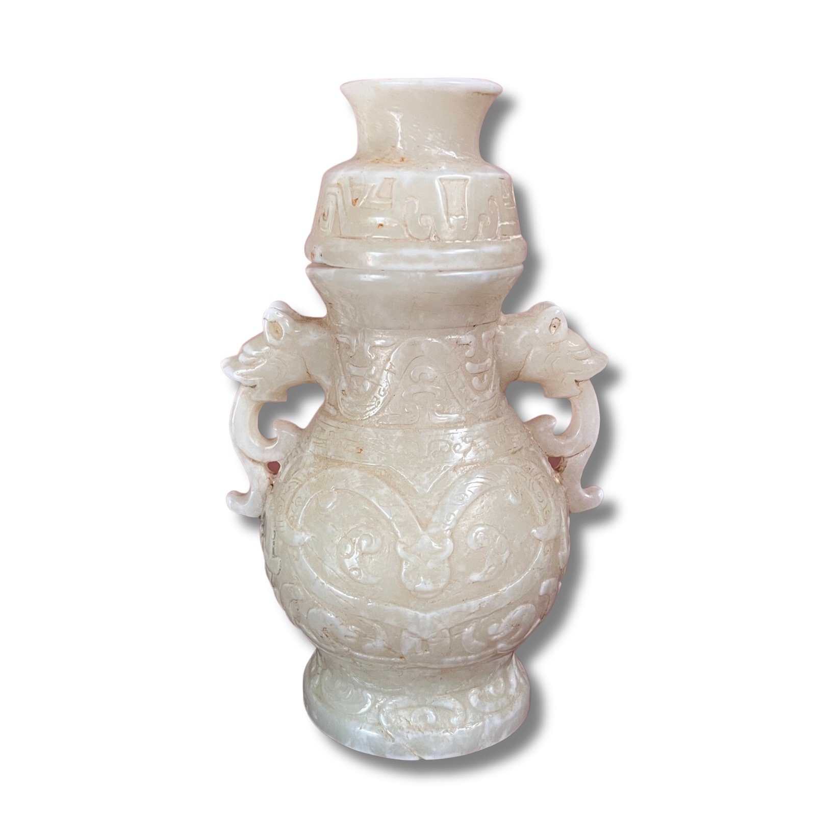 Asien LifeStyle Tischvase Jade Vase China Drachen Henkel | Tischvasen