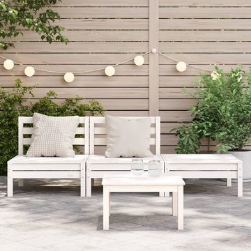 vidaXL Loungesofa Gartensofa 3-Sitzer Weiß Massivholz Kiefer, 1 Teile