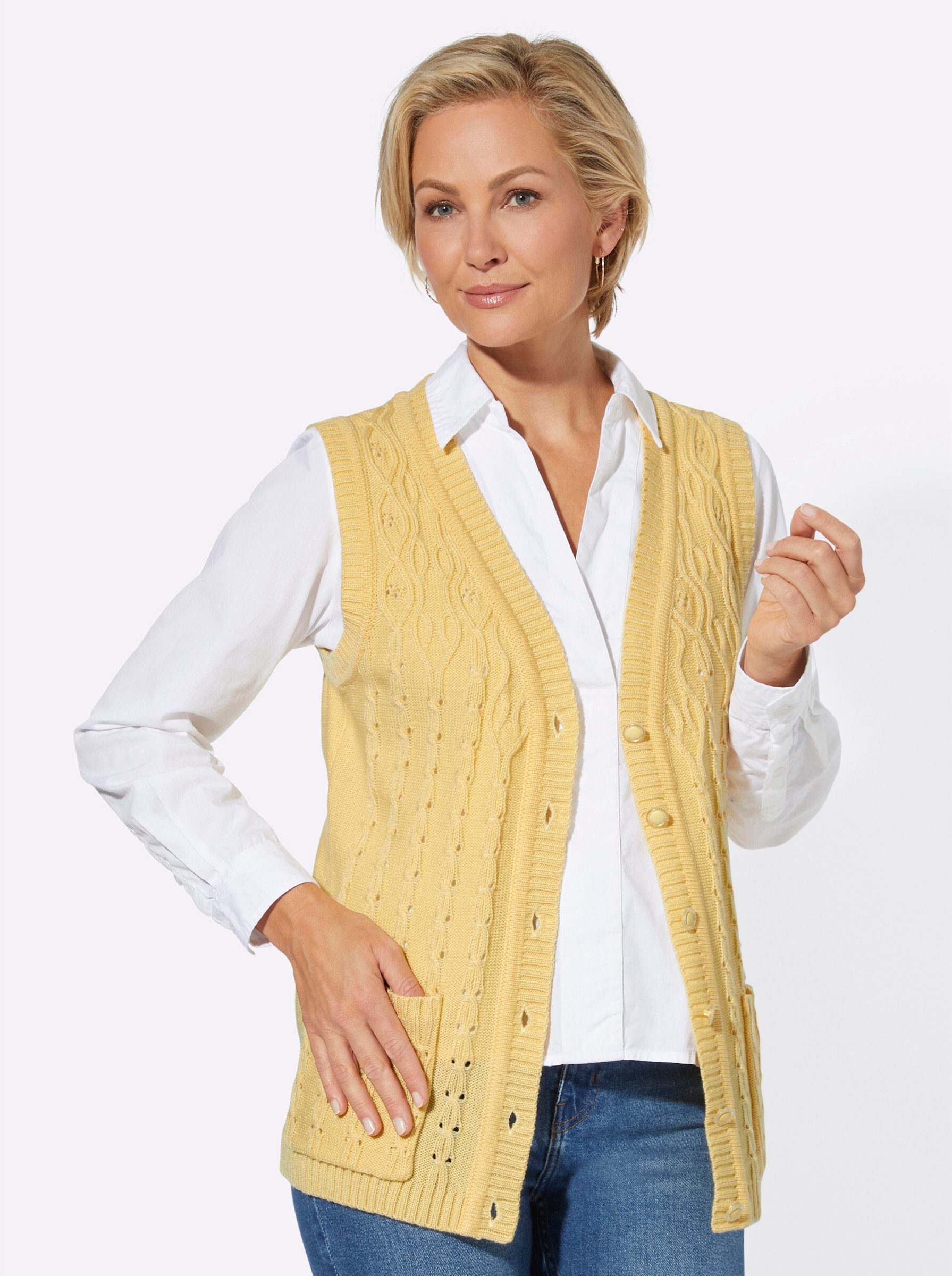 Witt Strickweste Strickweste Ärmellos Ajour