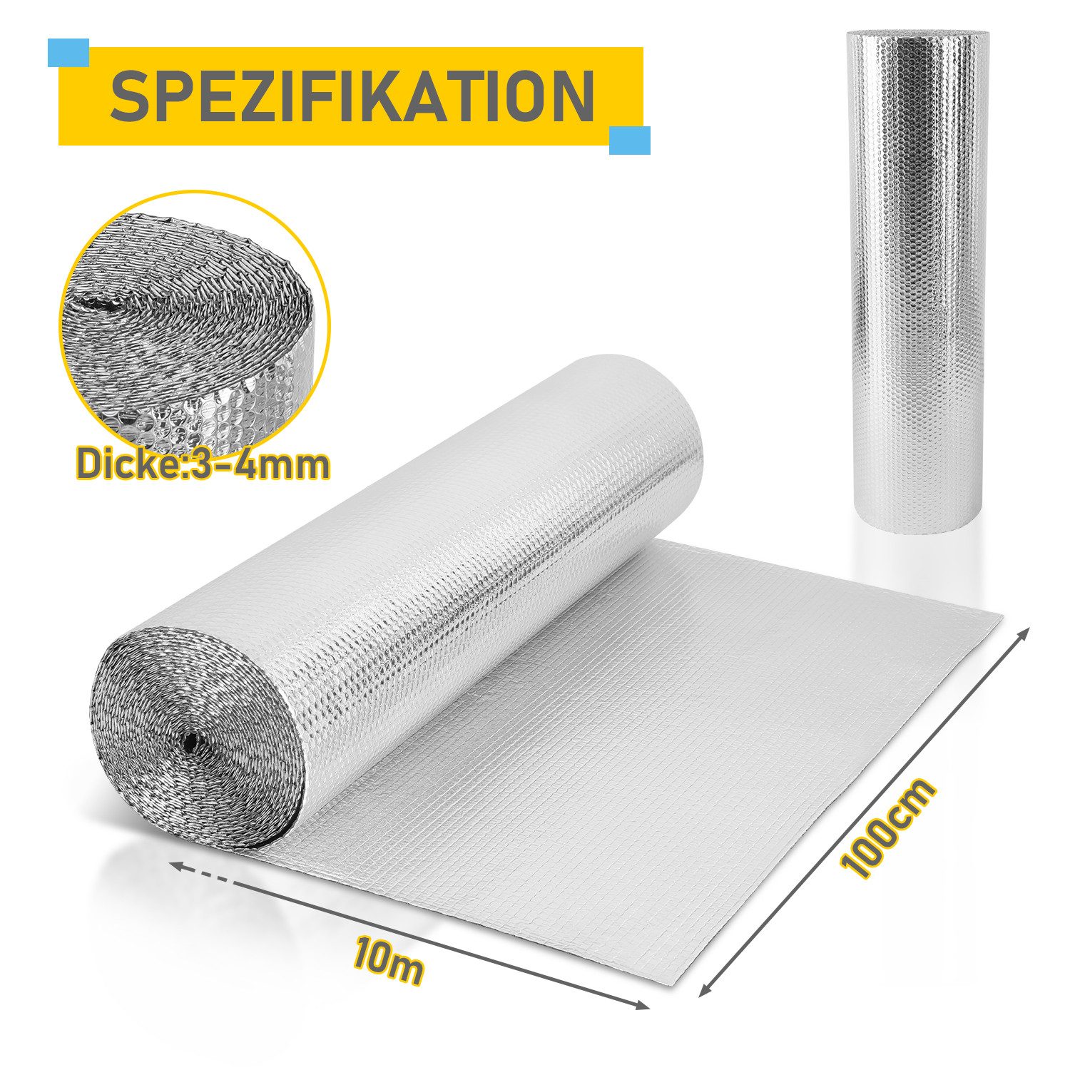 Clanmacy Heizkörper Isolierfolie 1x10m Dämmfolie Thermofolie Alu Dämmfolie 200 g/m²