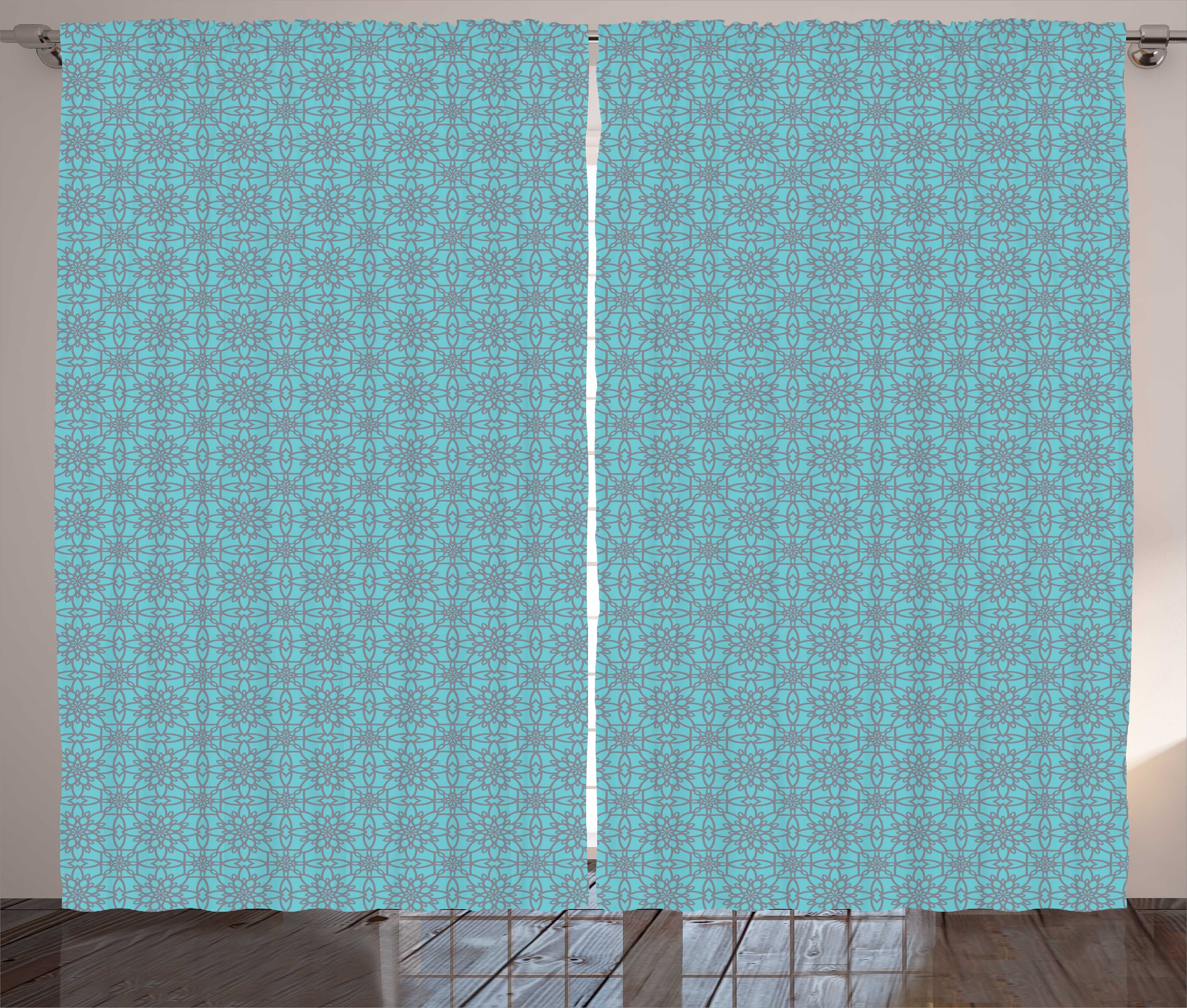 Gardine Schlafzimmer Kräuselband Vorhang mit Schlaufen und Haken, Abakuhaus, Damast Abstract Floral Lattice Kunst