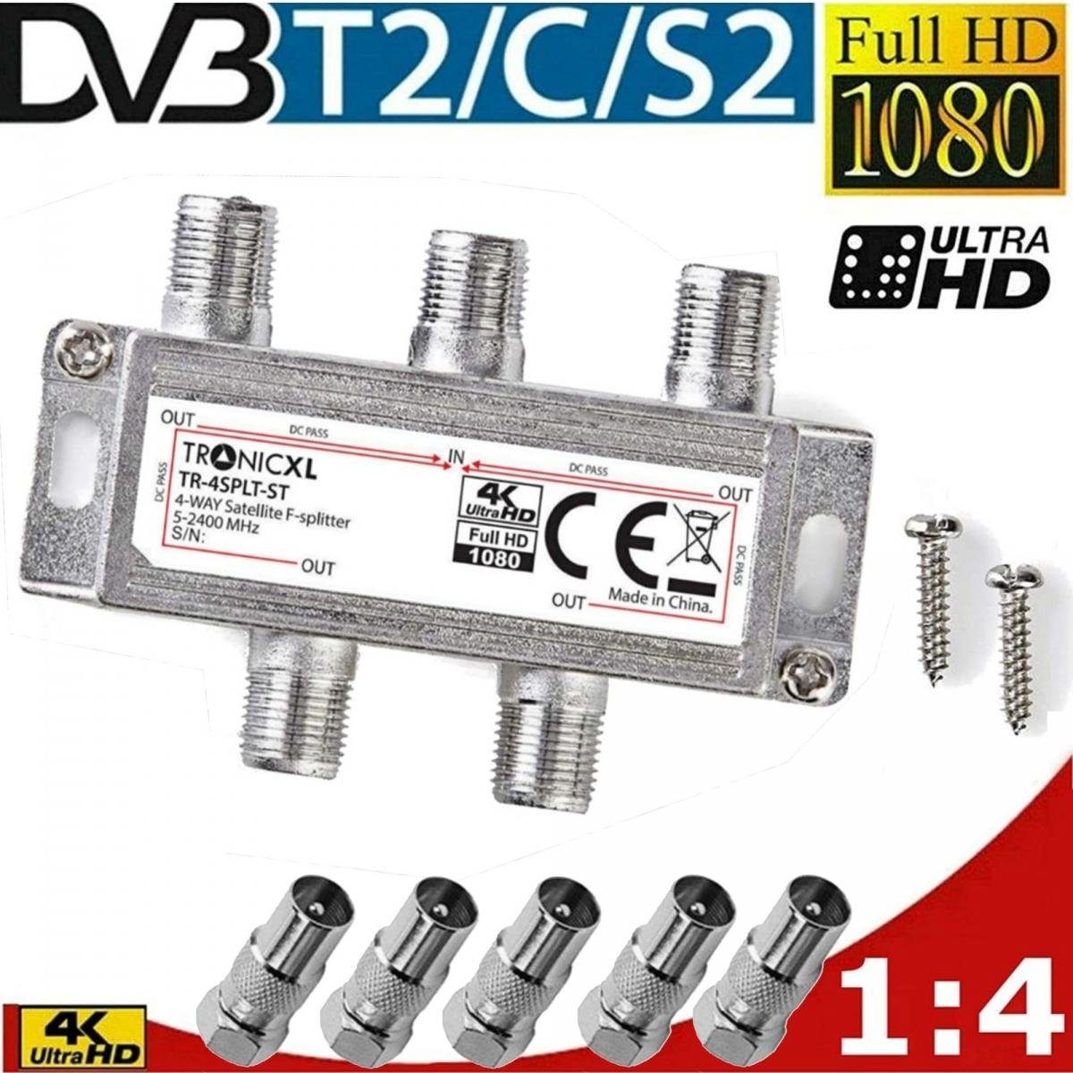 SAT-Verteiler 4fach BK Verteiler TV Kabel Antennenverteiler Kabelfernsehen DVBC