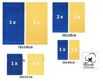 Betz Handtuch Set 10-TLG. Handtuch-Set Classic, 100% Baumwolle, (Set, 10-tlg), Farbe gelb und royalblau
