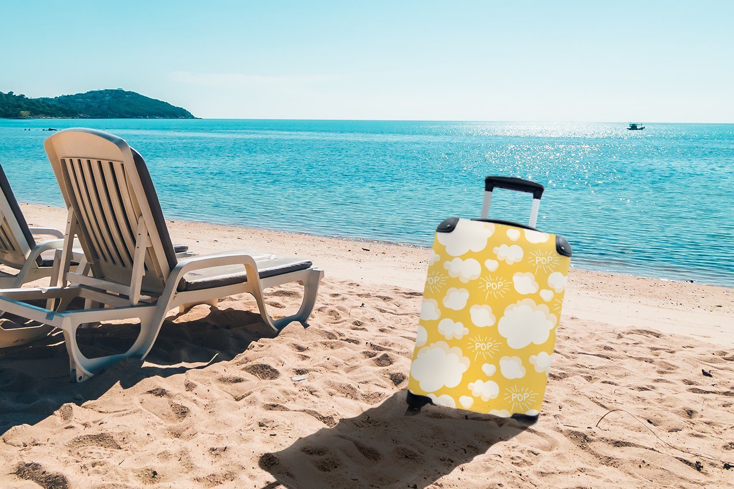 Pop, - Trolley, Rollen, Muster - für Reisetasche rollen, - MuchoWow Ferien, Handgepäck mit Reisekoffer 4 Popcorn Zitate Handgepäckkoffer