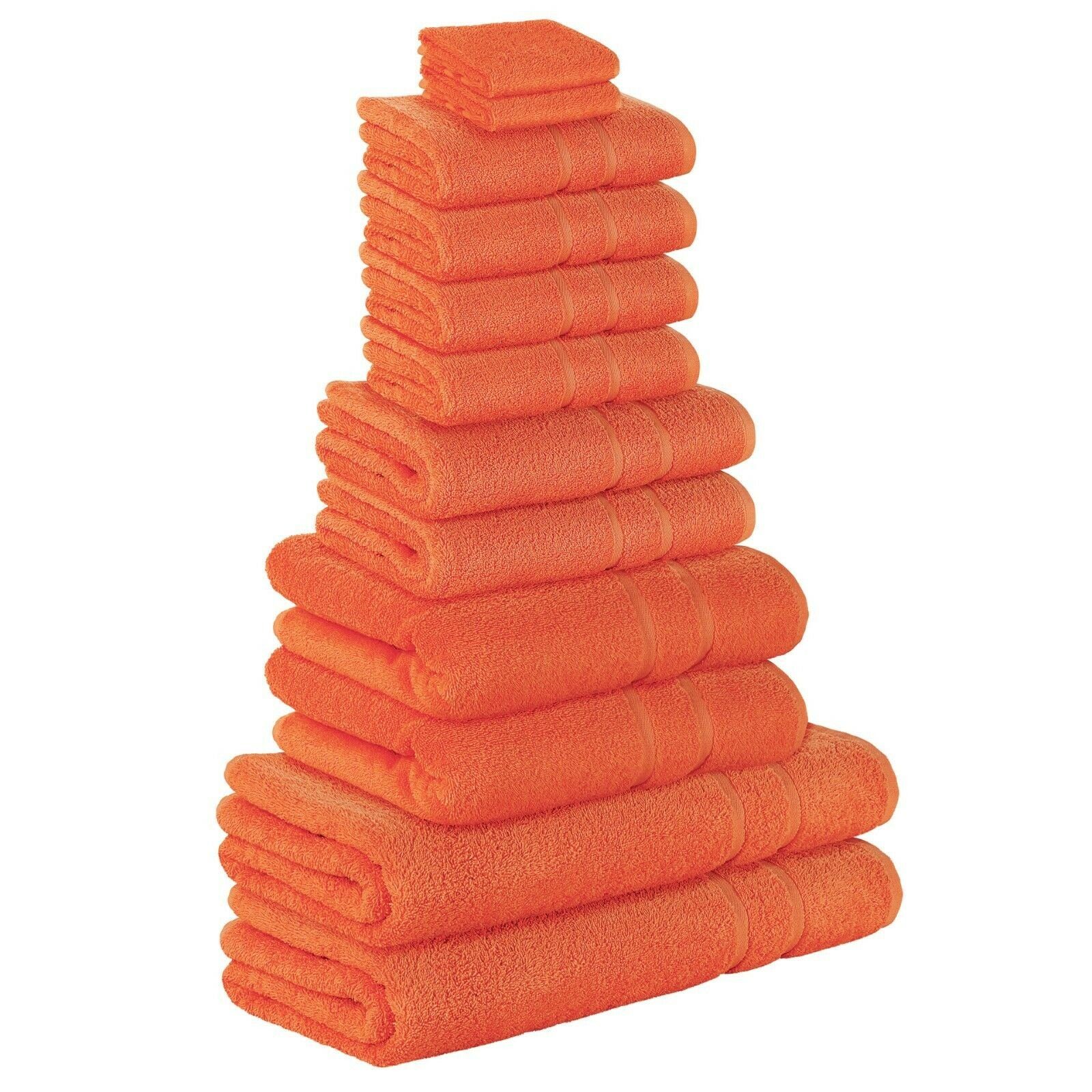 StickandShine Handtuch Set 4x Gästehandtuch 2x Handtücher 4x Duschtücher 2x Badetuch als SET in verschiedenen Farben (12 Teilig) 100% Baumwolle 500 GSM Frottee 12er Handtuch Pack, (Spar-SET) Orange