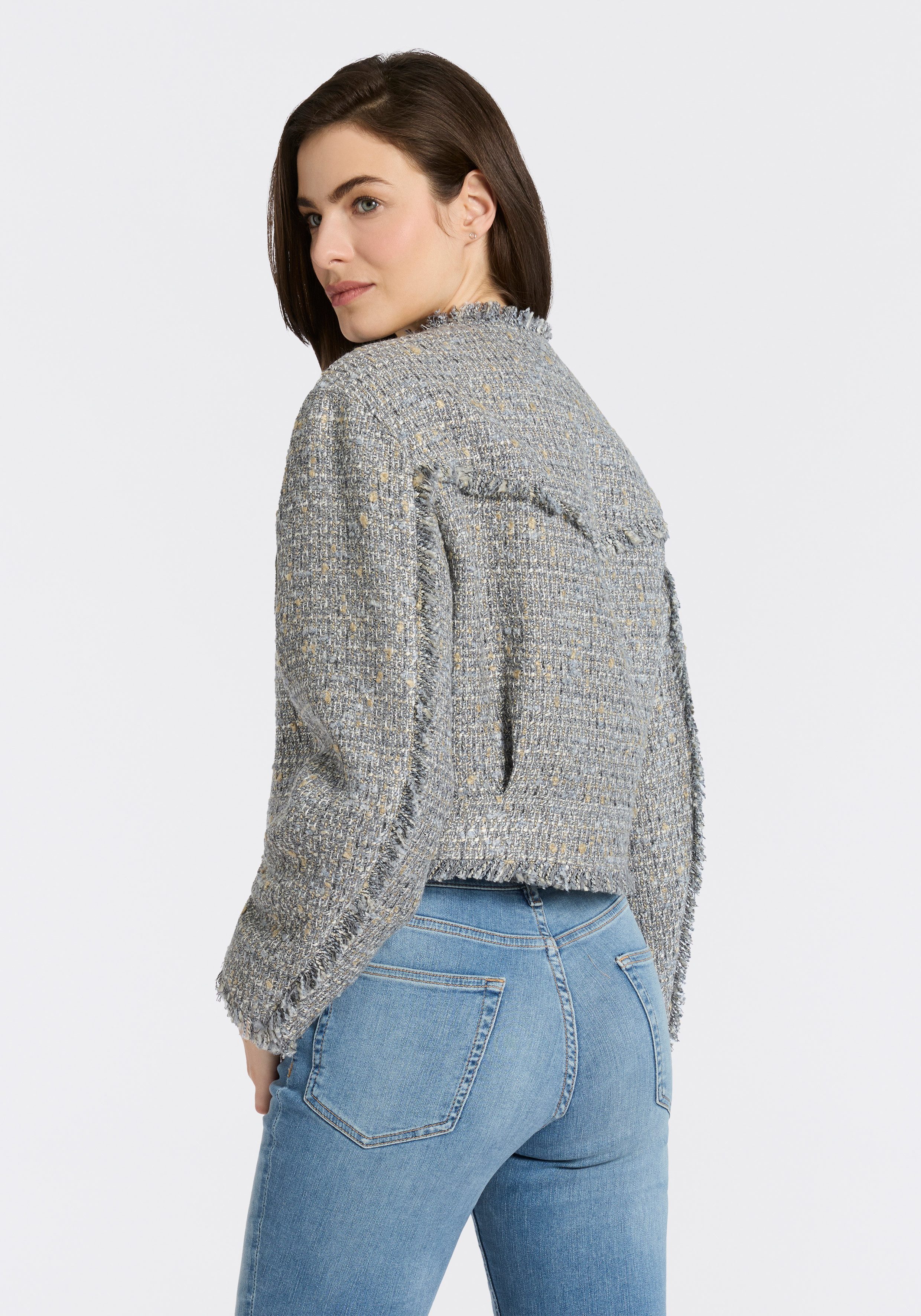 BOSS ORANGE Kurzblazer Jawelli Premium Damenmode mit Fransen-Details