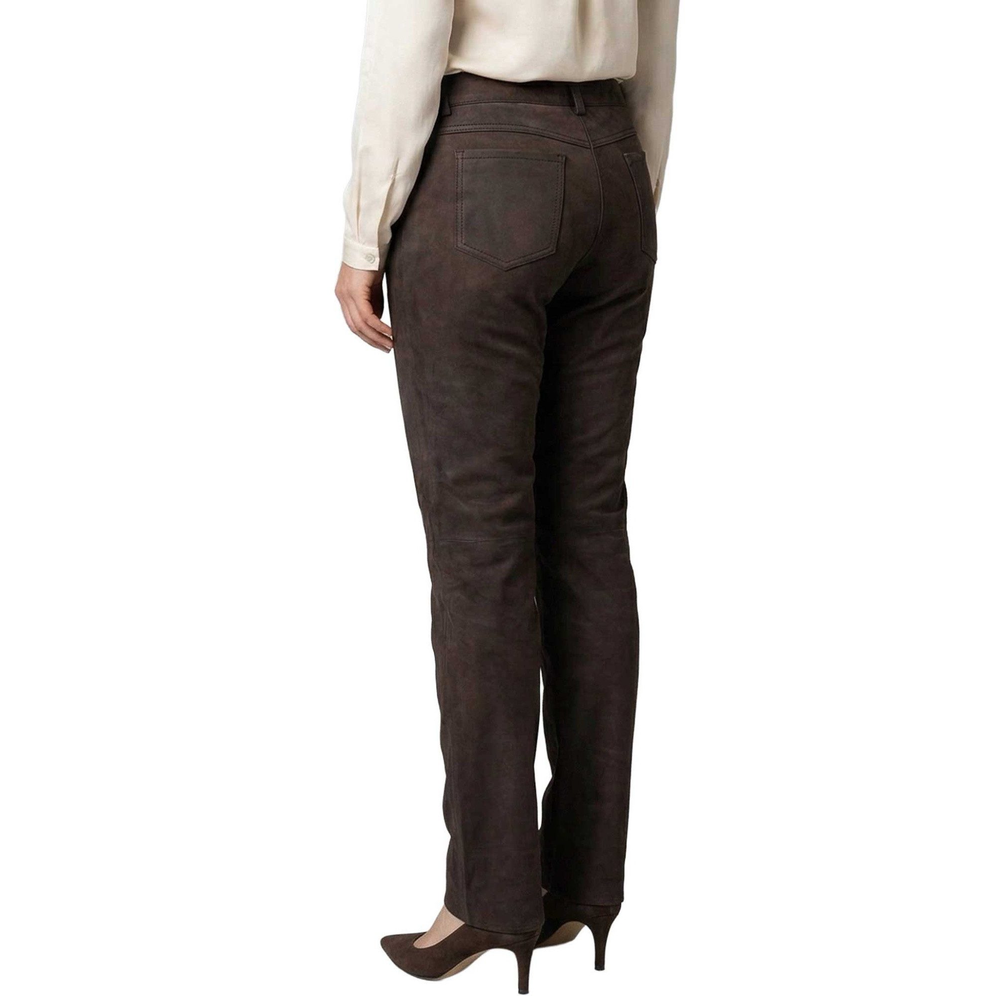Maddox Lederhose Pauletta MADDOX - Damen Lederhose Lammnubuk braun