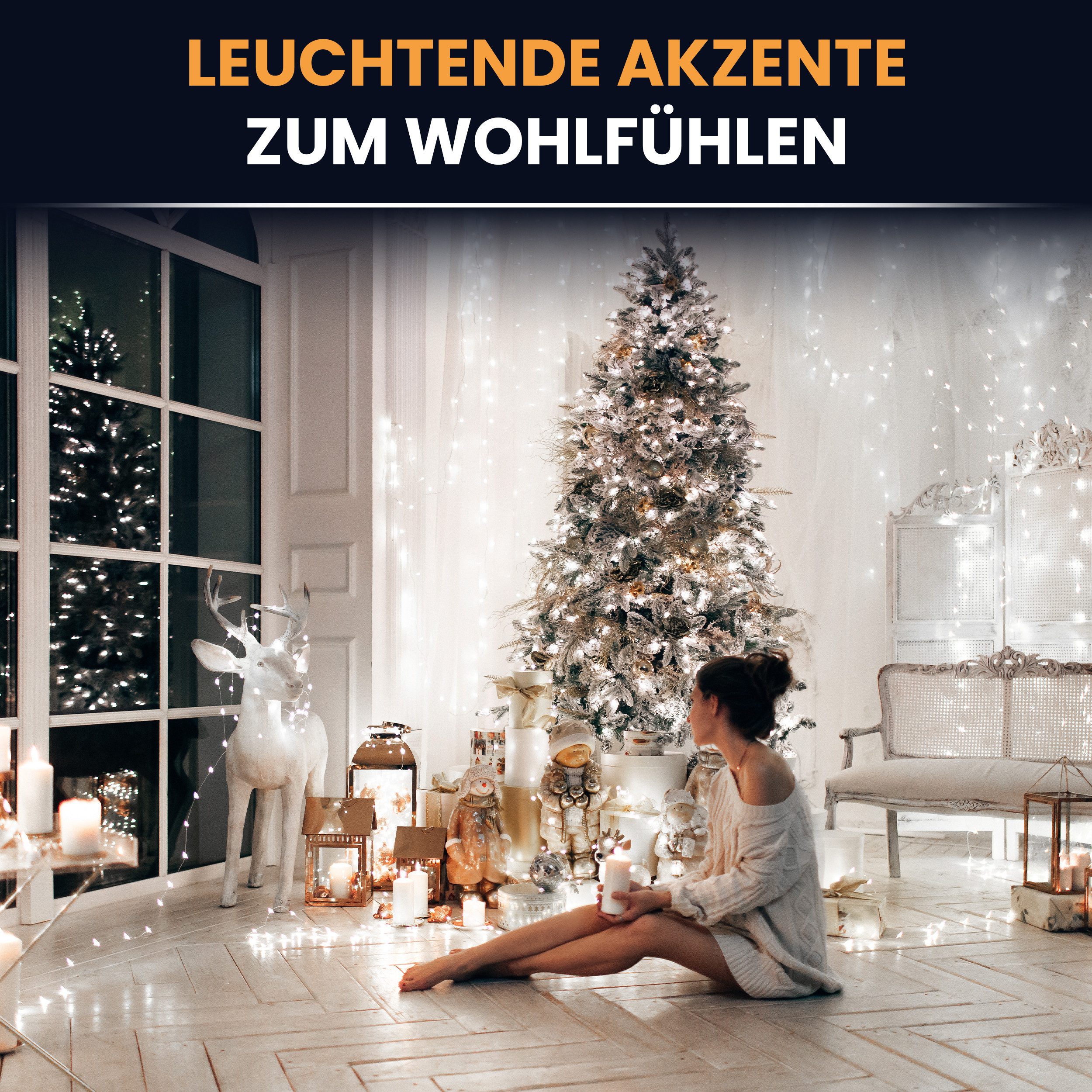 Gartenpirat LED-Lichterkette Christbaum LED Lichterkette Dekobeleuchtung 8 Programme Weihnachten