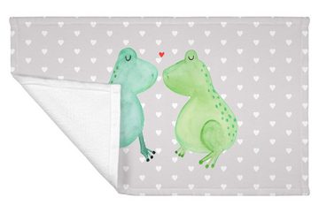 Mr. & Mrs. Panda Handtuch Frosch Liebe - Grau Pastell - Geschenk, Gästetuch, Sport Handtuch, Fr, (1-St), Strahlende Farben