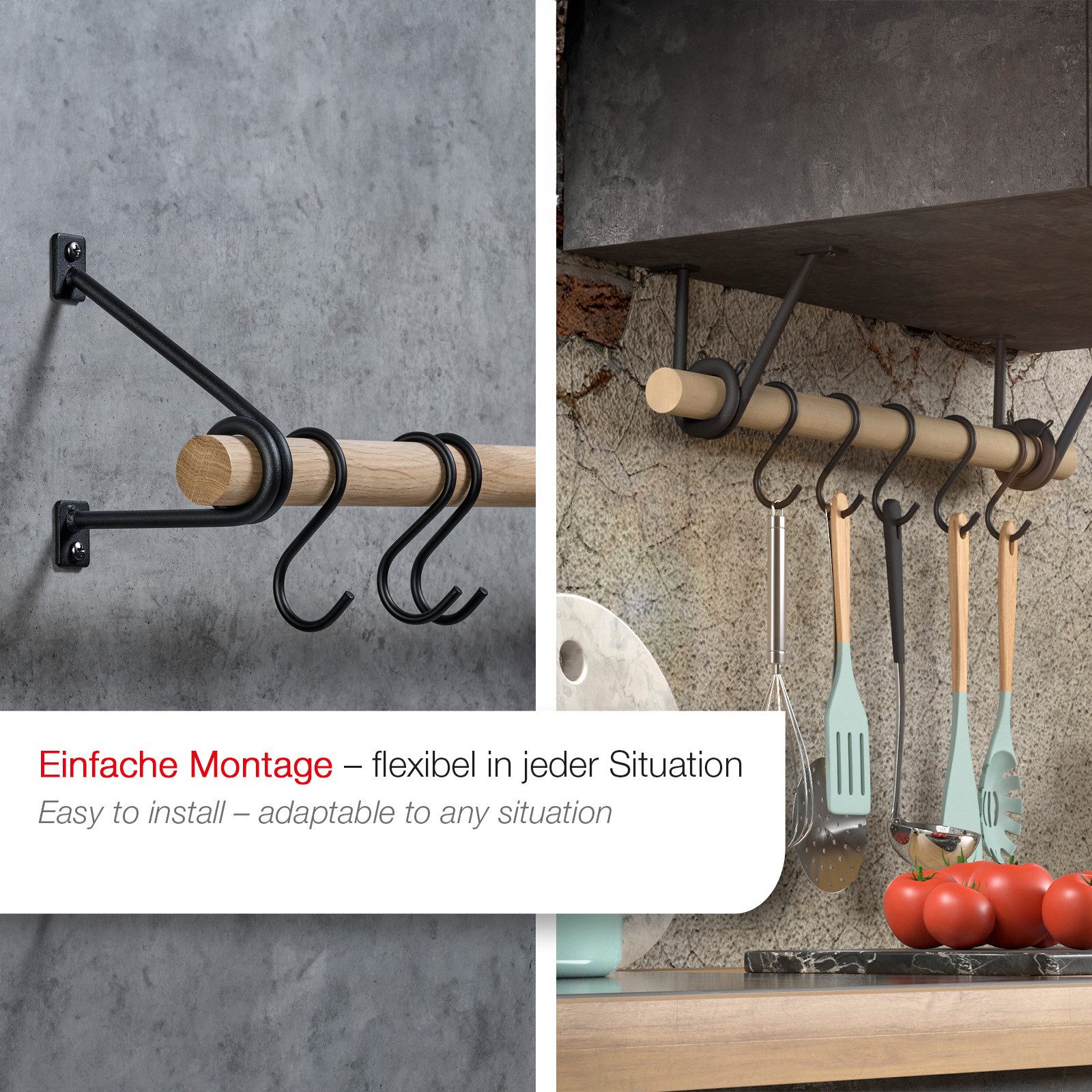 SO-TECH® Wandgarderobe 120 x 150 mm mit Ø 30 mm Kleiderstange aus Holz (Spa günstig online kaufen