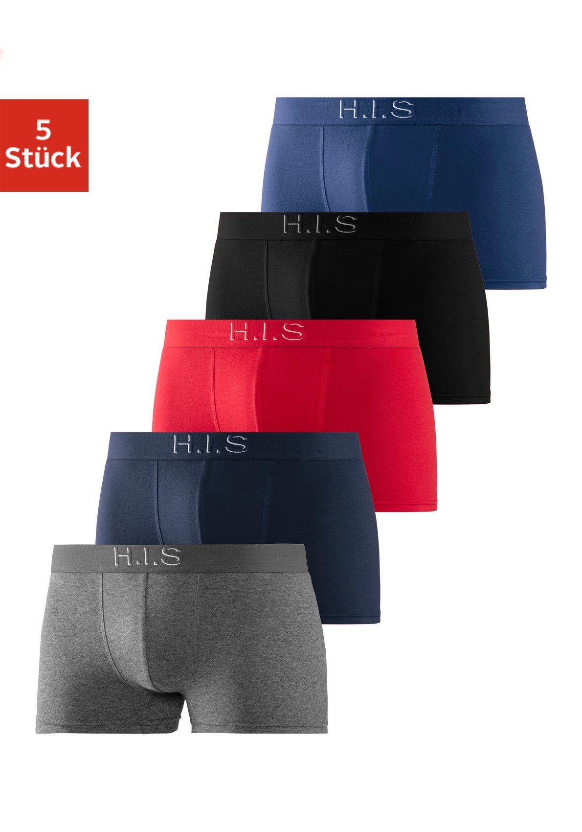 H.I.S Boxer (Packung, 5-St) Logo Webbund mit 3D Effekt