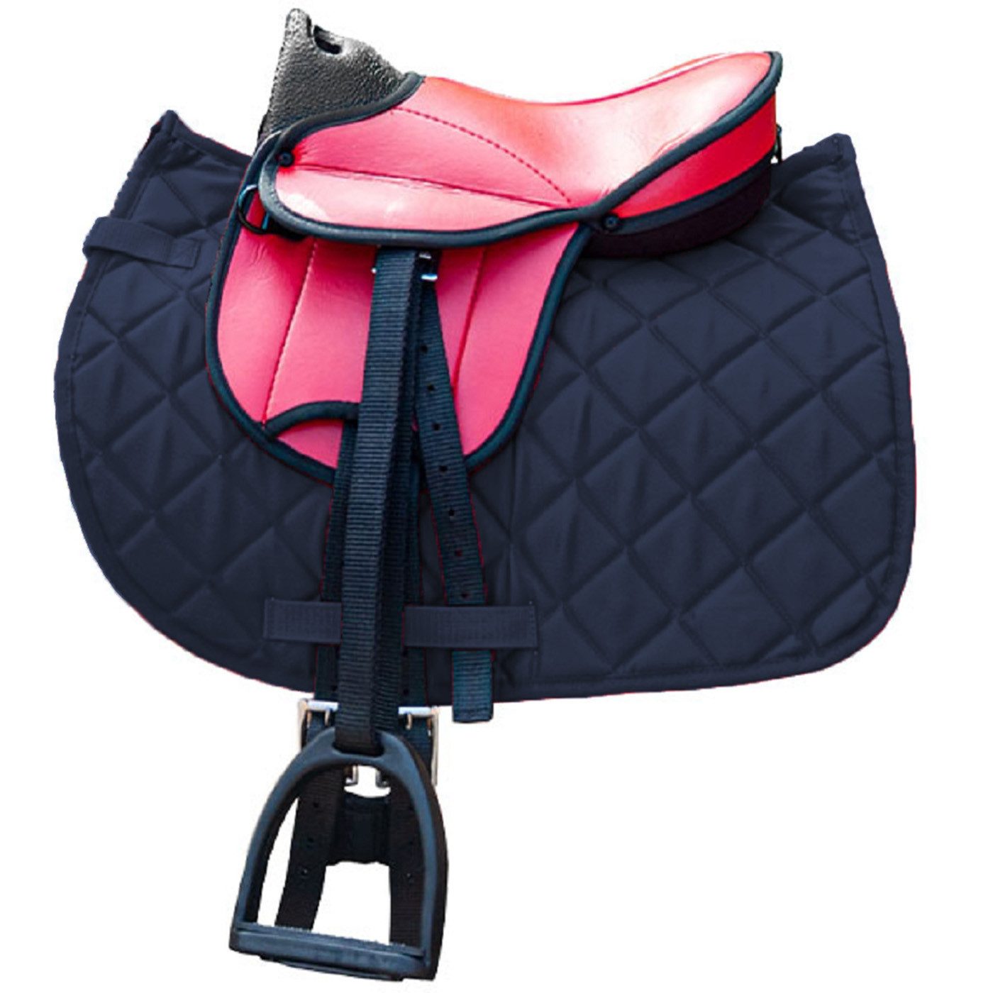 Brama-West Holzpferd Sattel Set My happy Pony mit schwarzer Decke