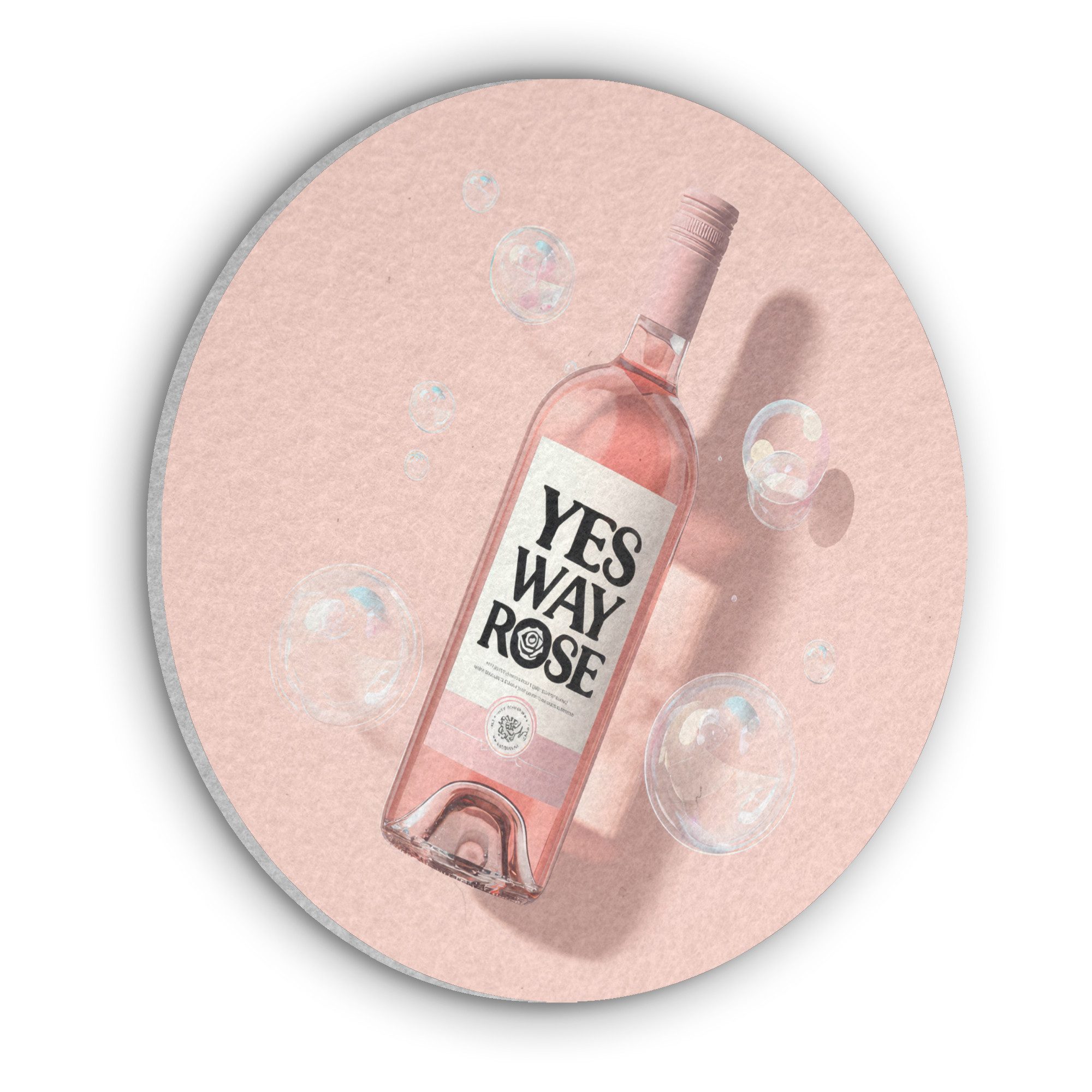 MuchoWow Gemälde Blasen - Rosé - Rosa, Fotodruck (1 St), Akustikpaneele rund, Schalldämmung, Akustikbilder 30x30 cm