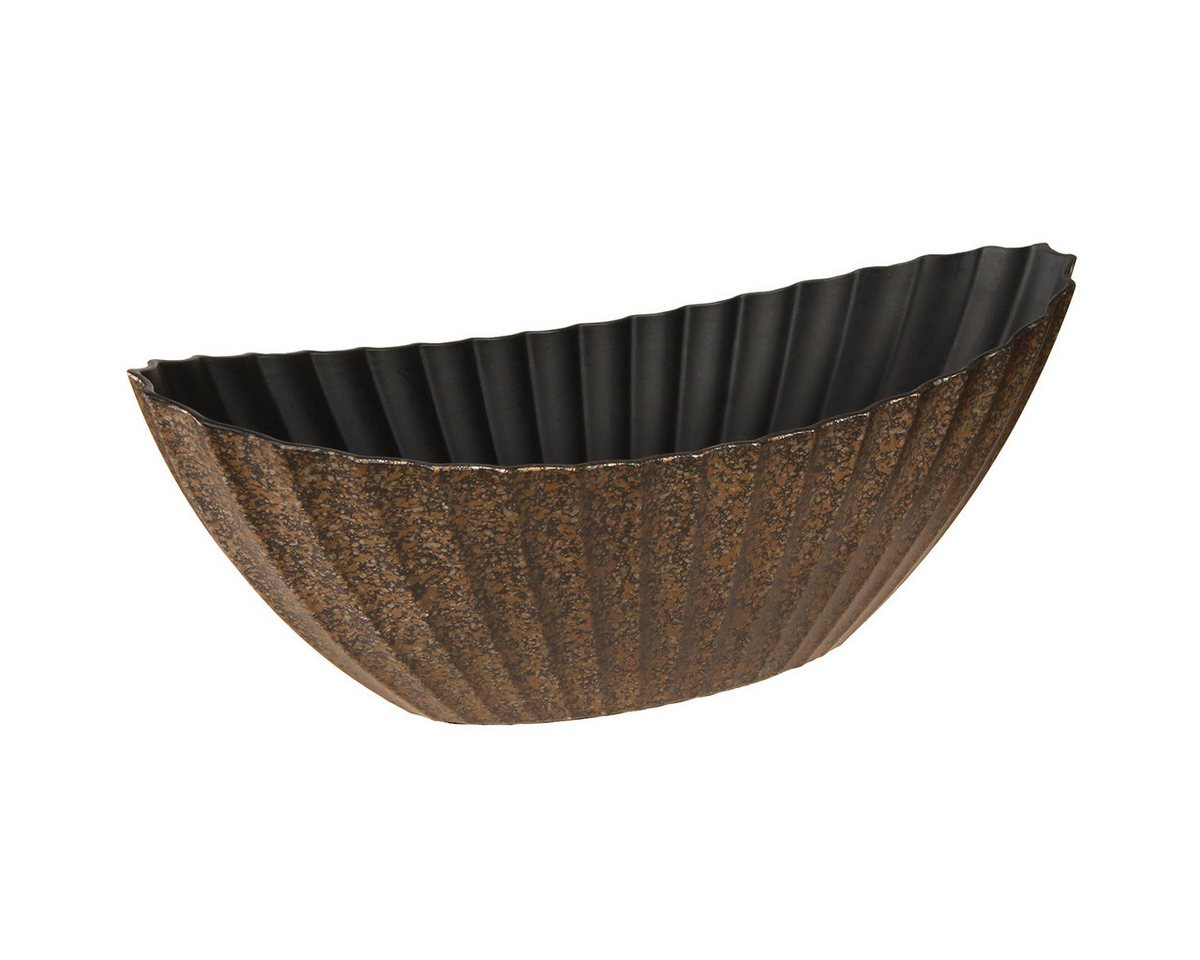 Florists Products Blumentopf Pflanzschale oval mit Rillen Anthrazit Gold 36cm Schale Deko