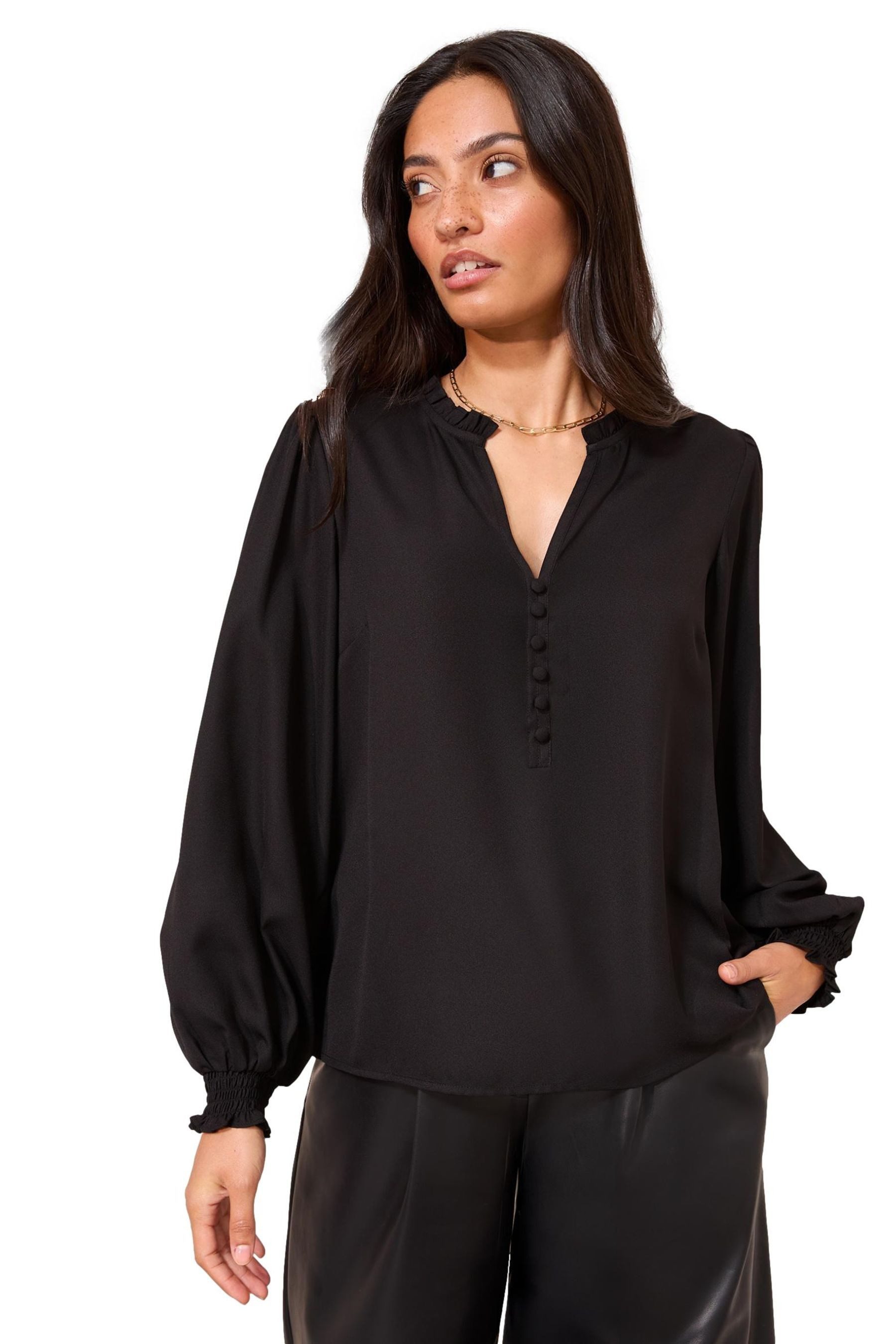 Langarmbluse Friends Like These Langarm-Bluse mit V-Ausschnitt