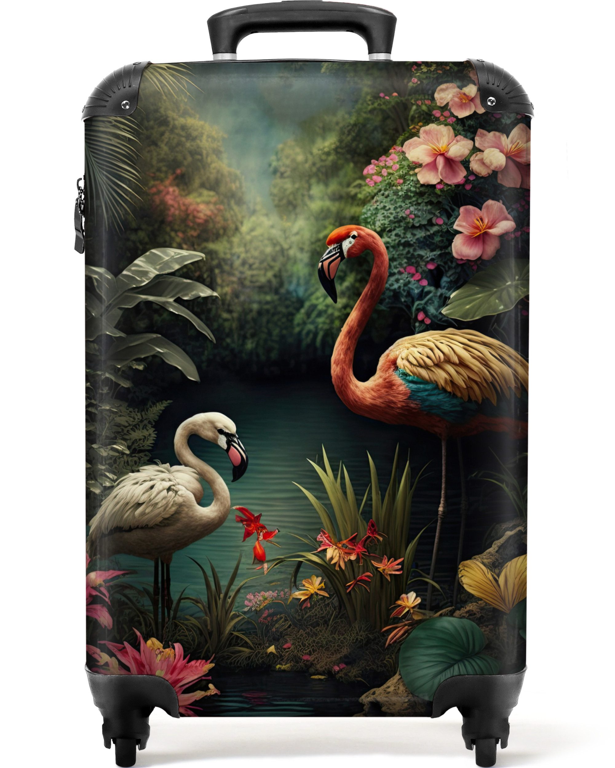 NoBoringSuitcases.com© Hartschalen-Trolley Flamingo - Blumen - günstig online kaufen